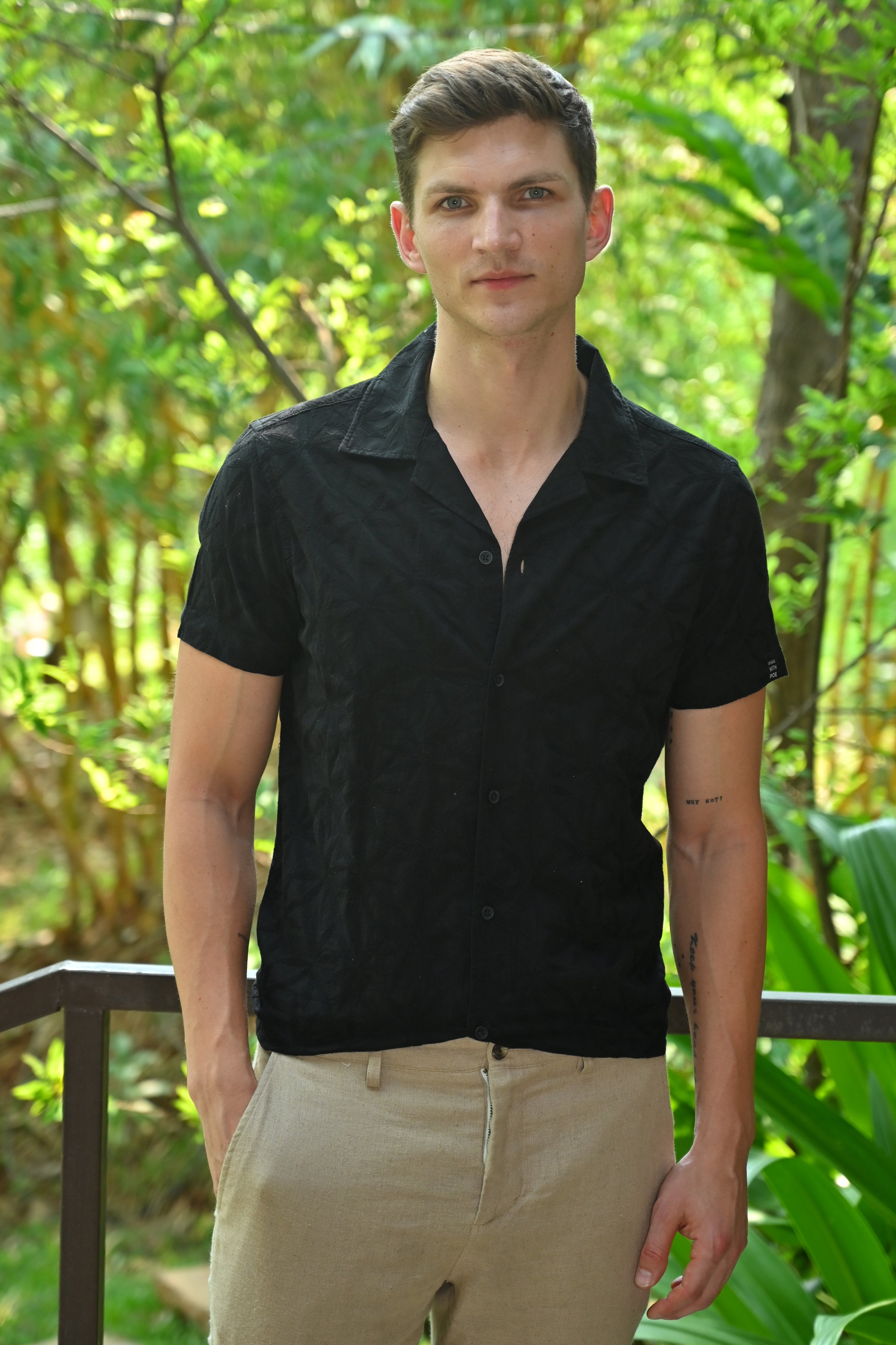 Men Dyed Embroidered Shirt