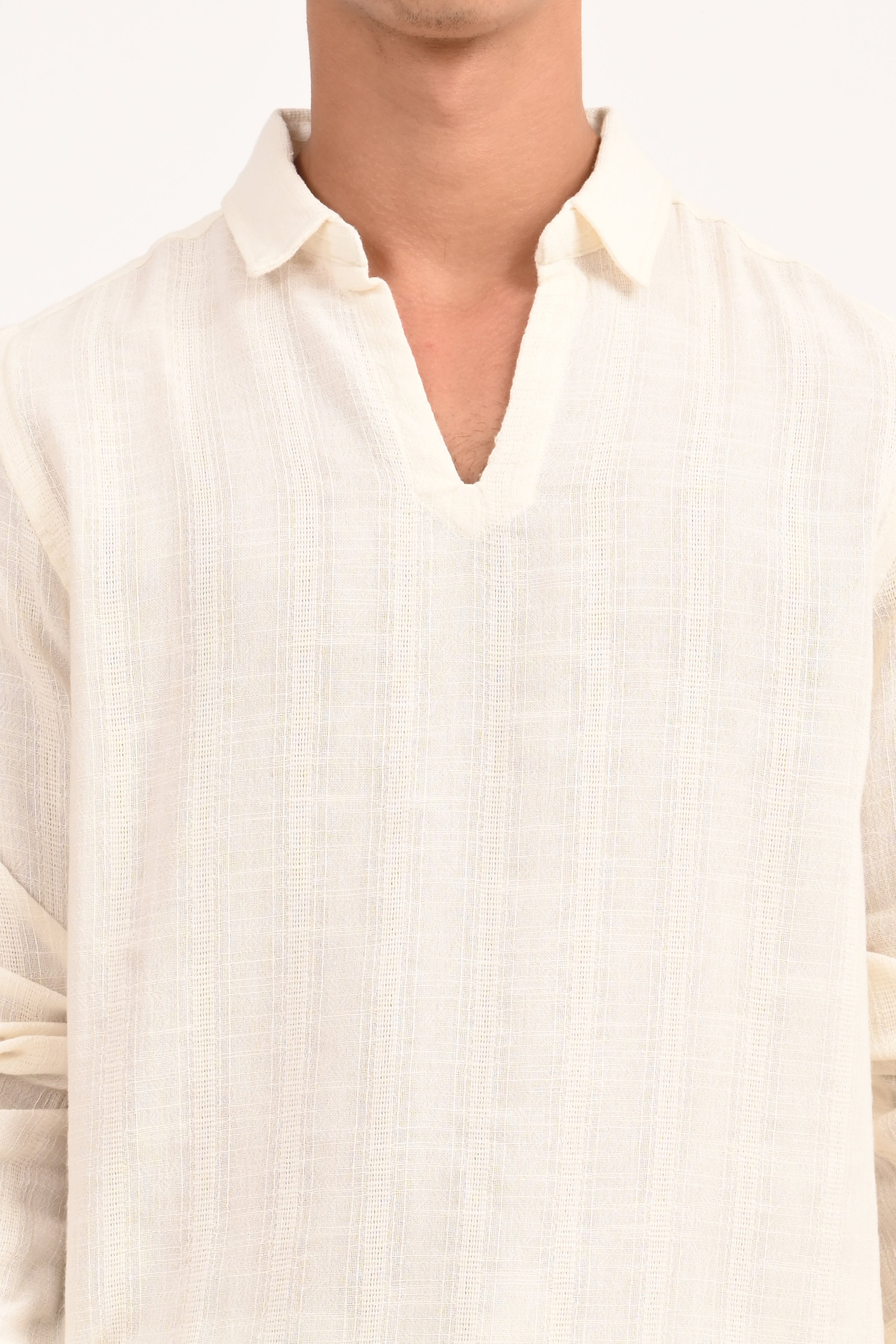 Men Cotton Lino Dobby Shirt