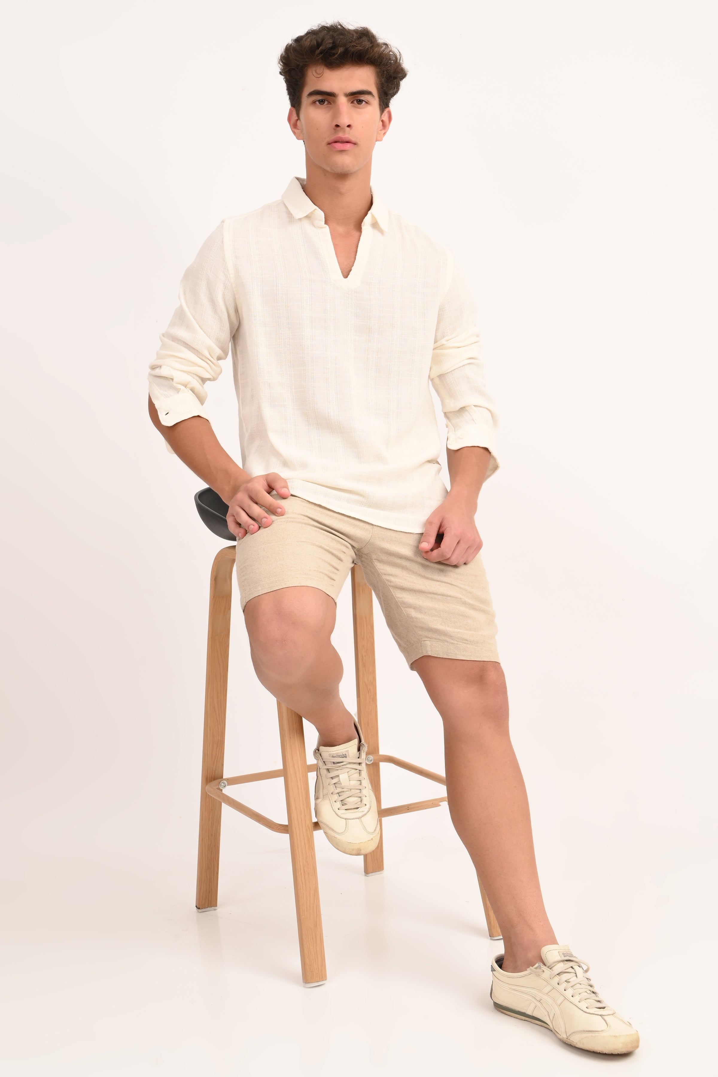 Men Cotton Lino Dobby Shirt