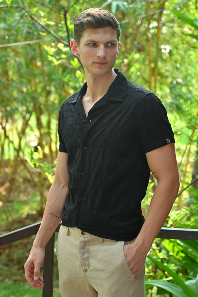 Men Dyed Embroidered Shirt