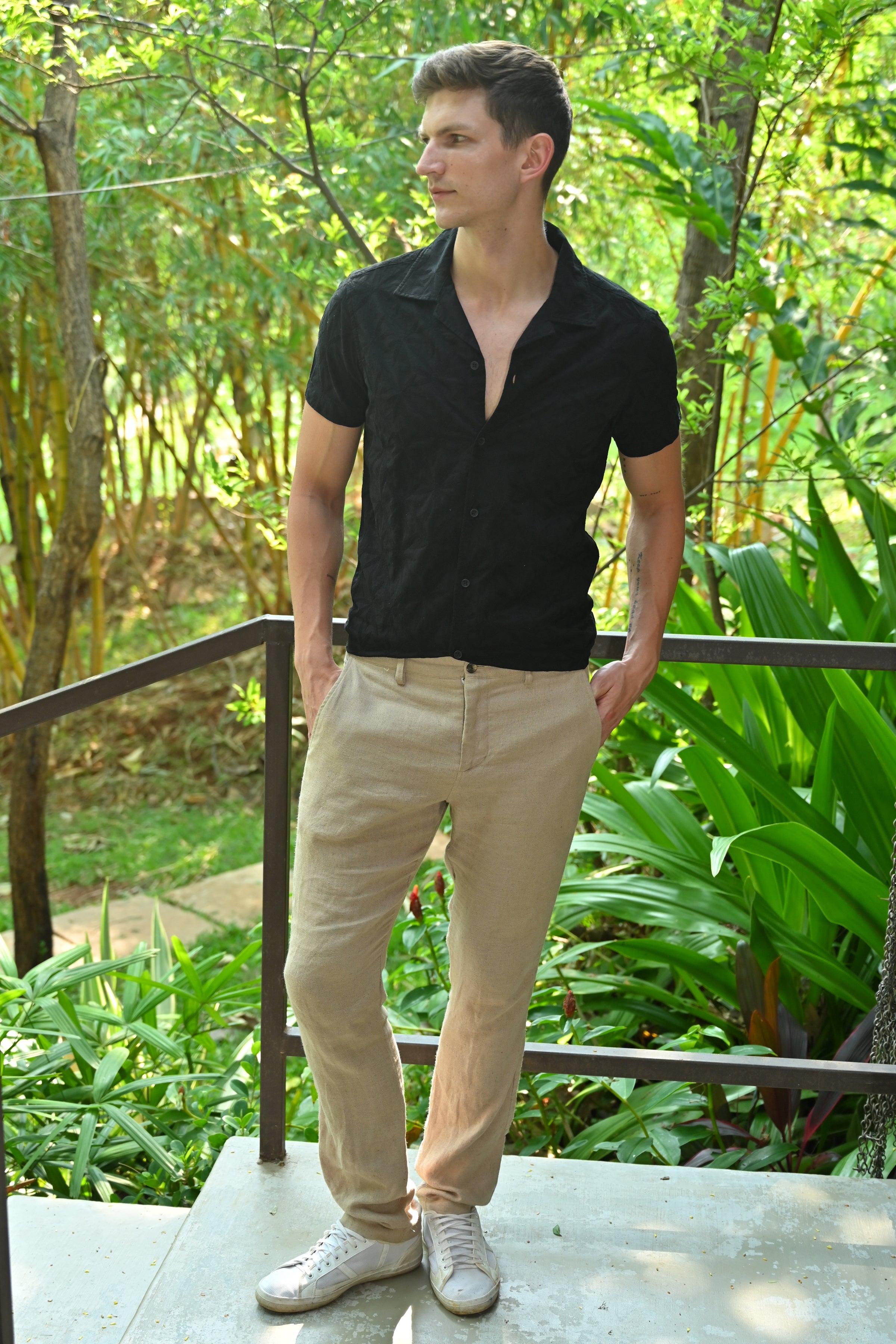 Men Dyed Embroidered Shirt