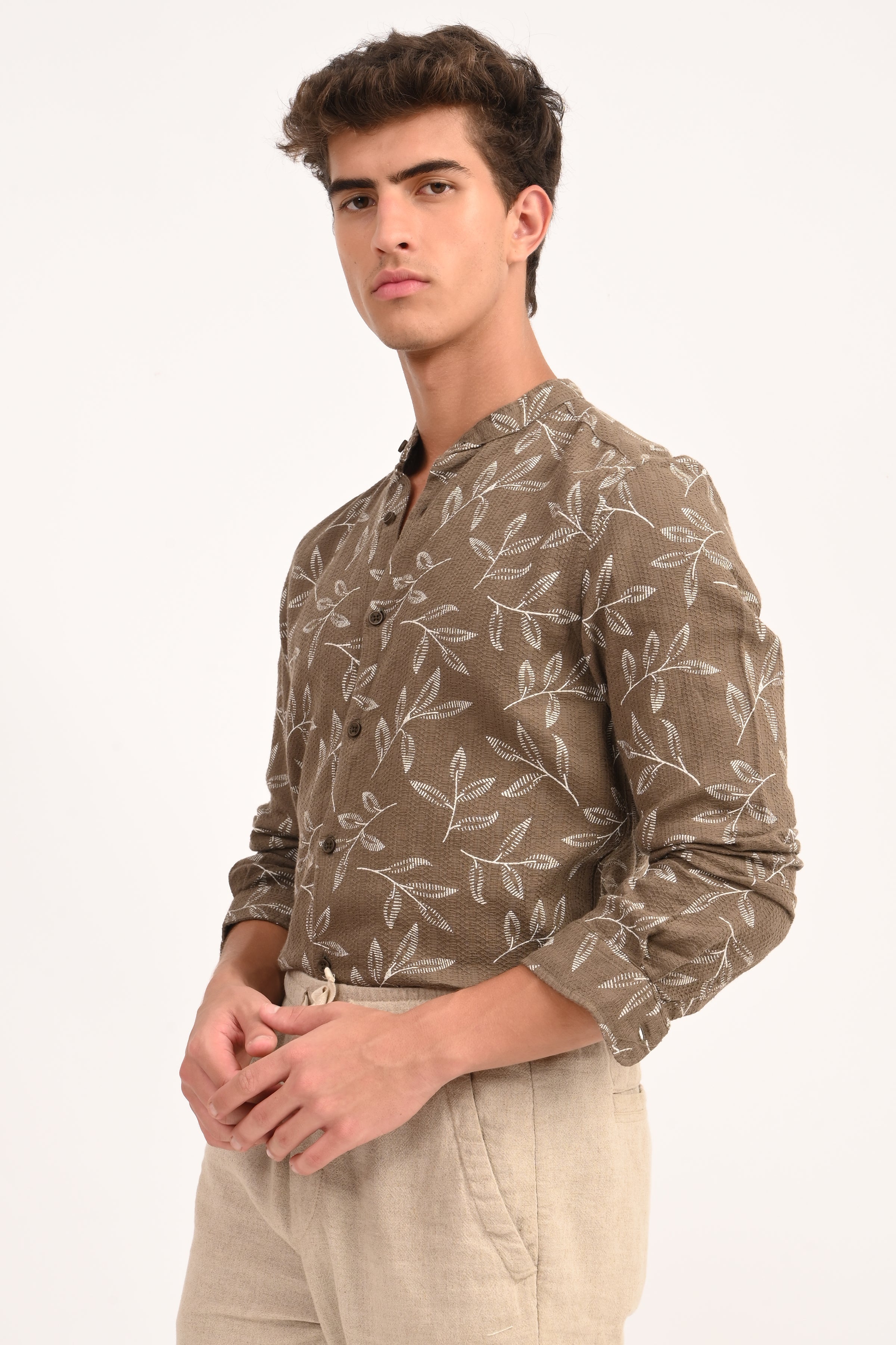 Mens Sweden Sand Dobby Printed Shirt