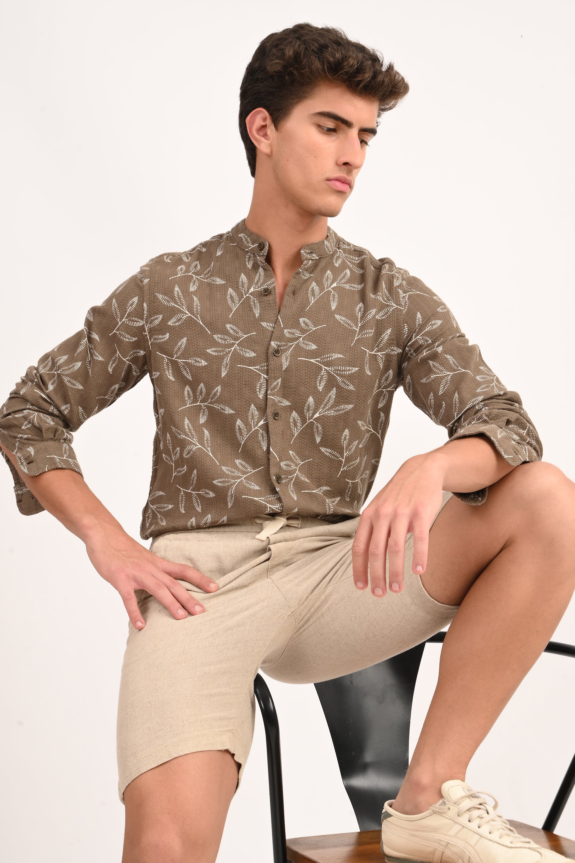 Mens Sweden Sand Dobby Printed Shirt