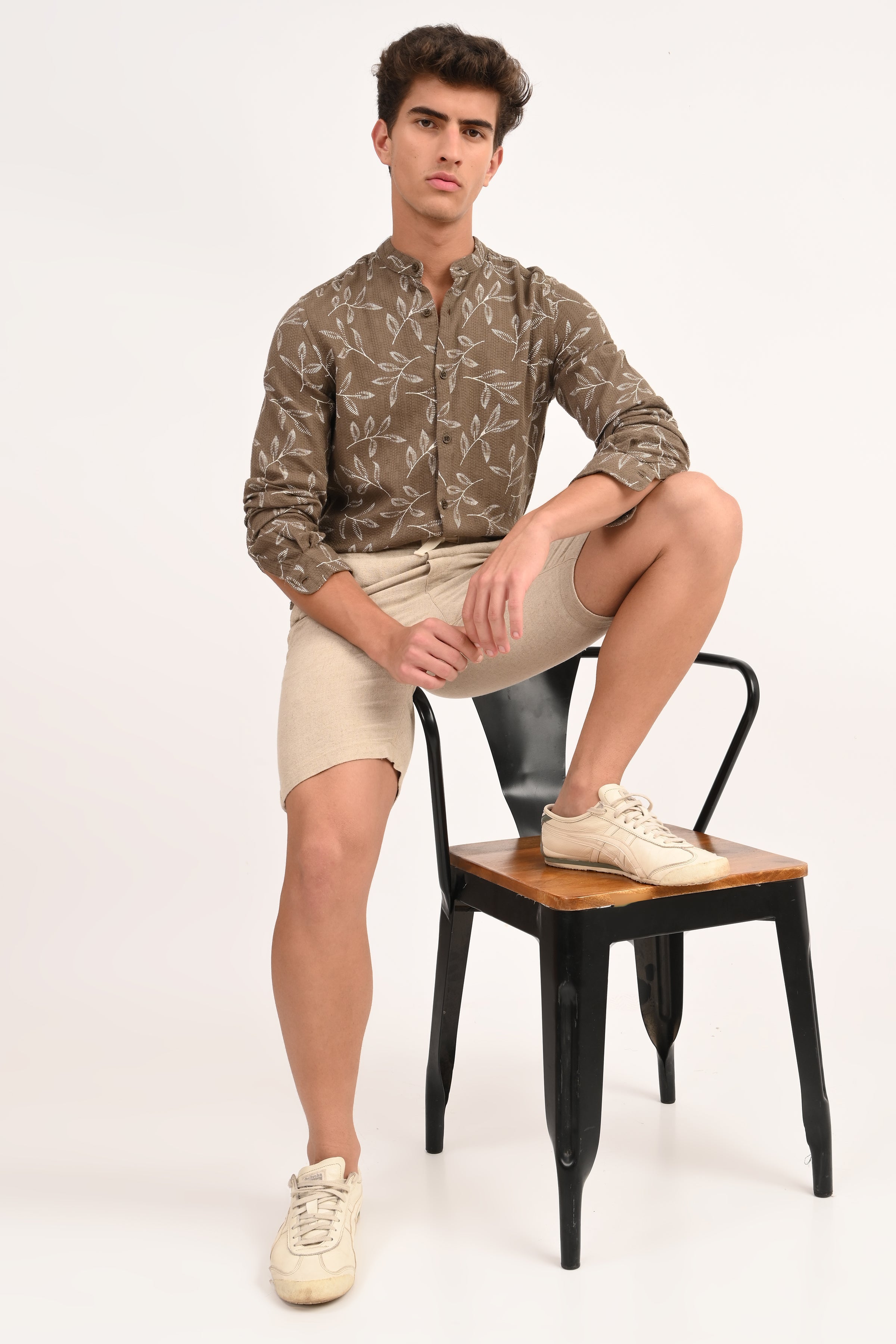 Mens Sweden Sand Dobby Printed Shirt