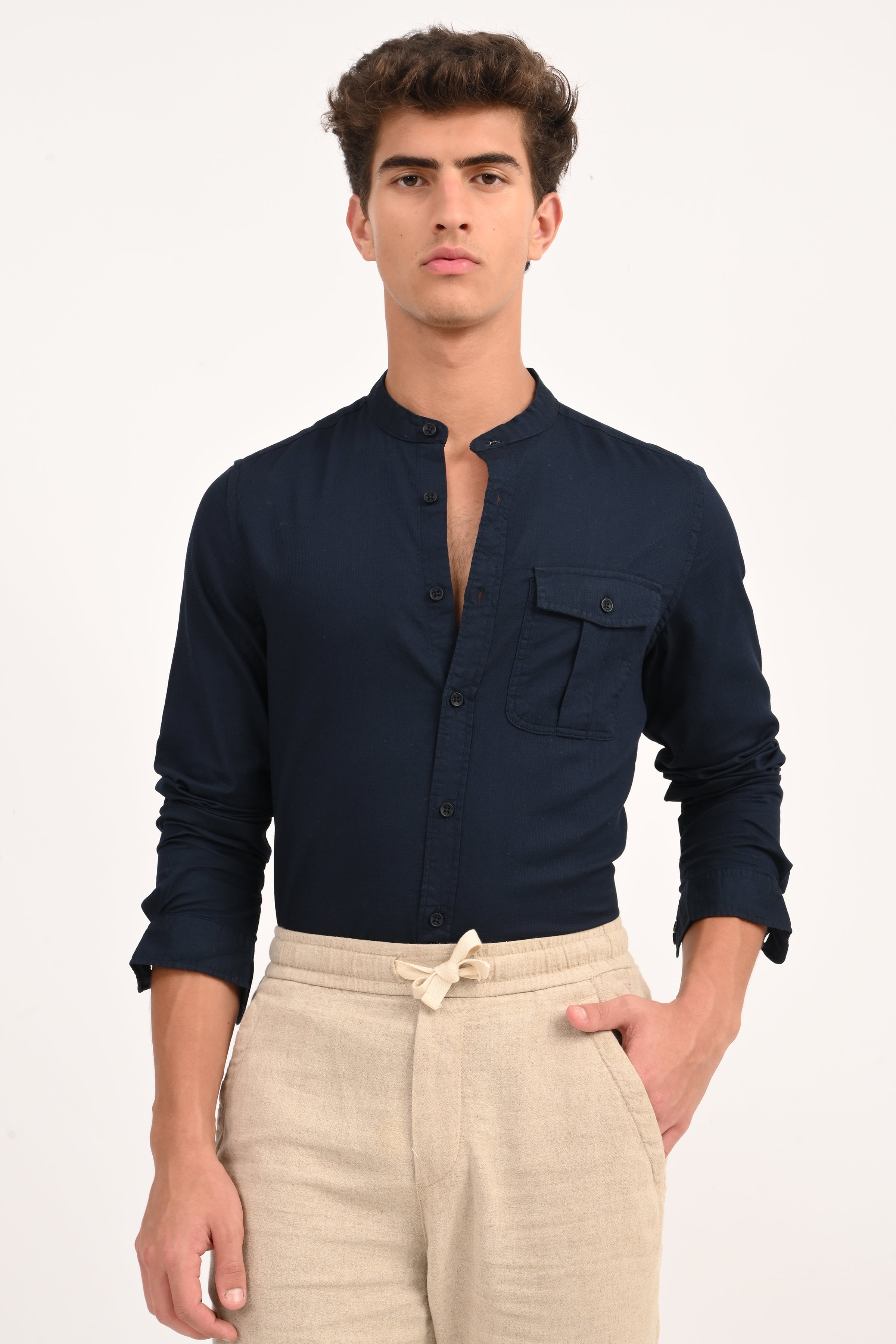 Men Dyed Dobby Shirt
