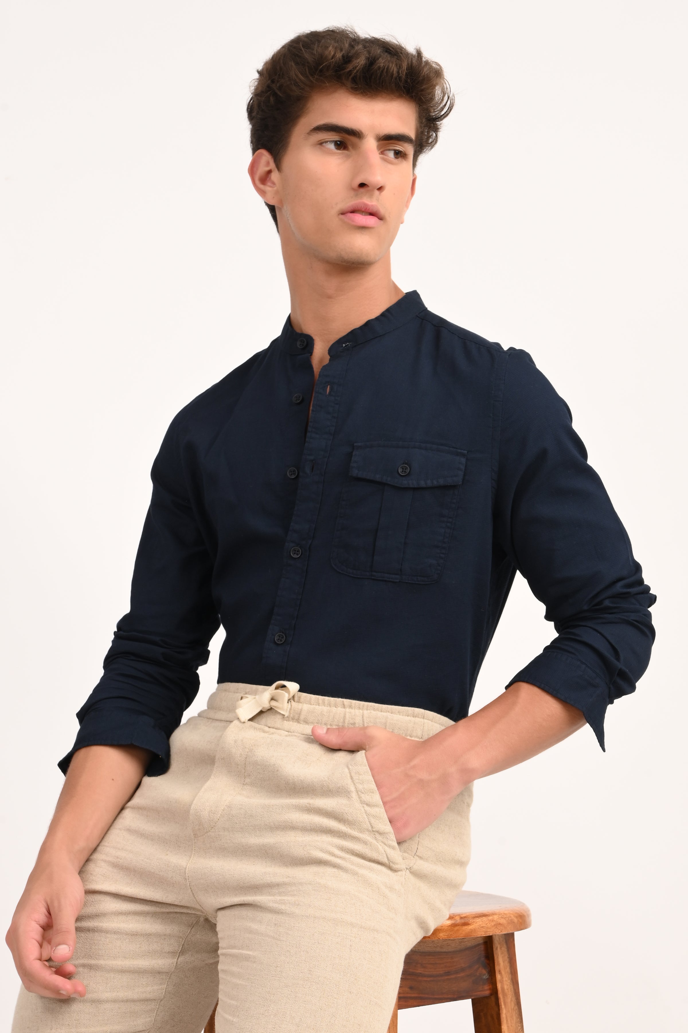 Men Dyed Dobby Shirt