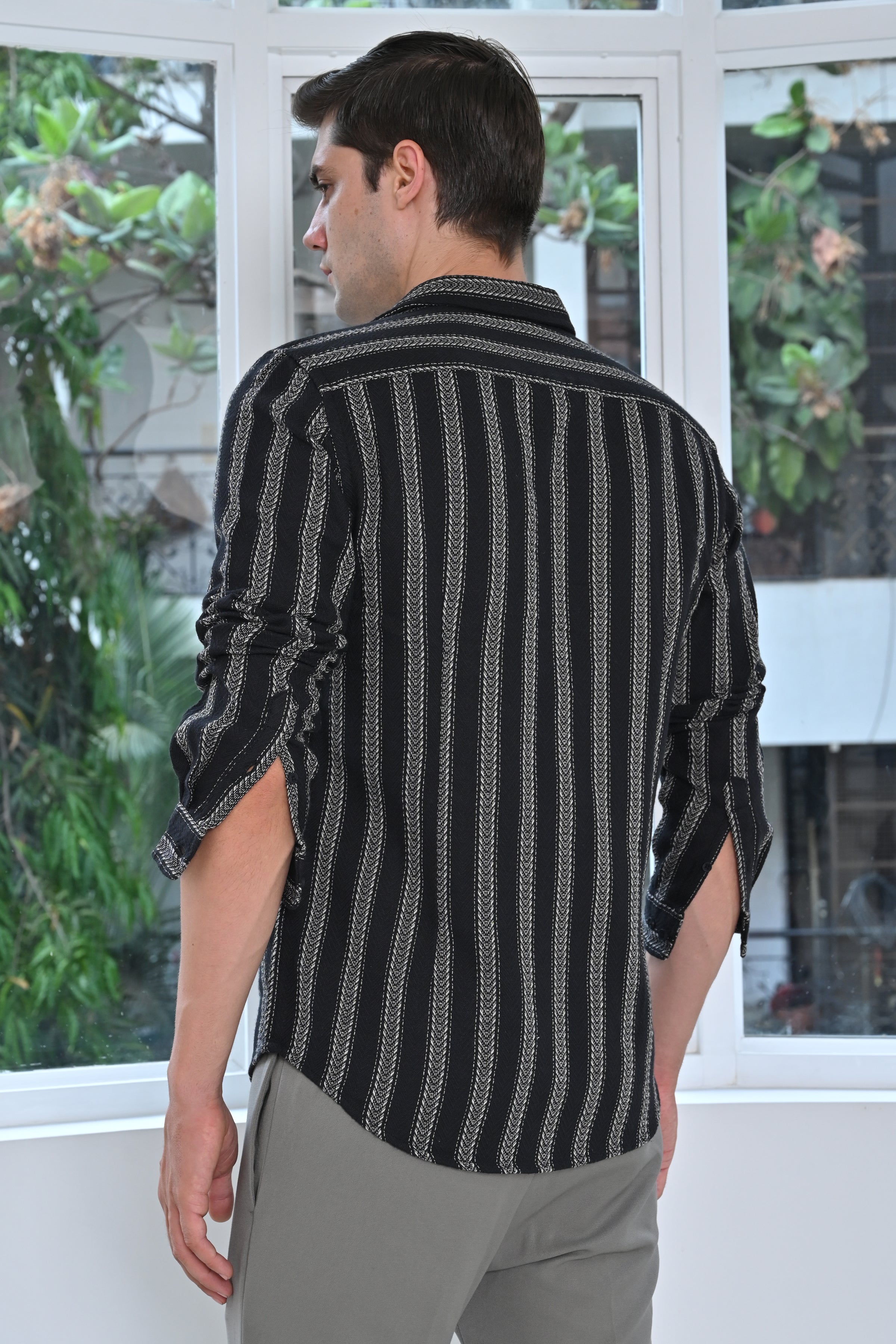 Men Structured Striped Shirt