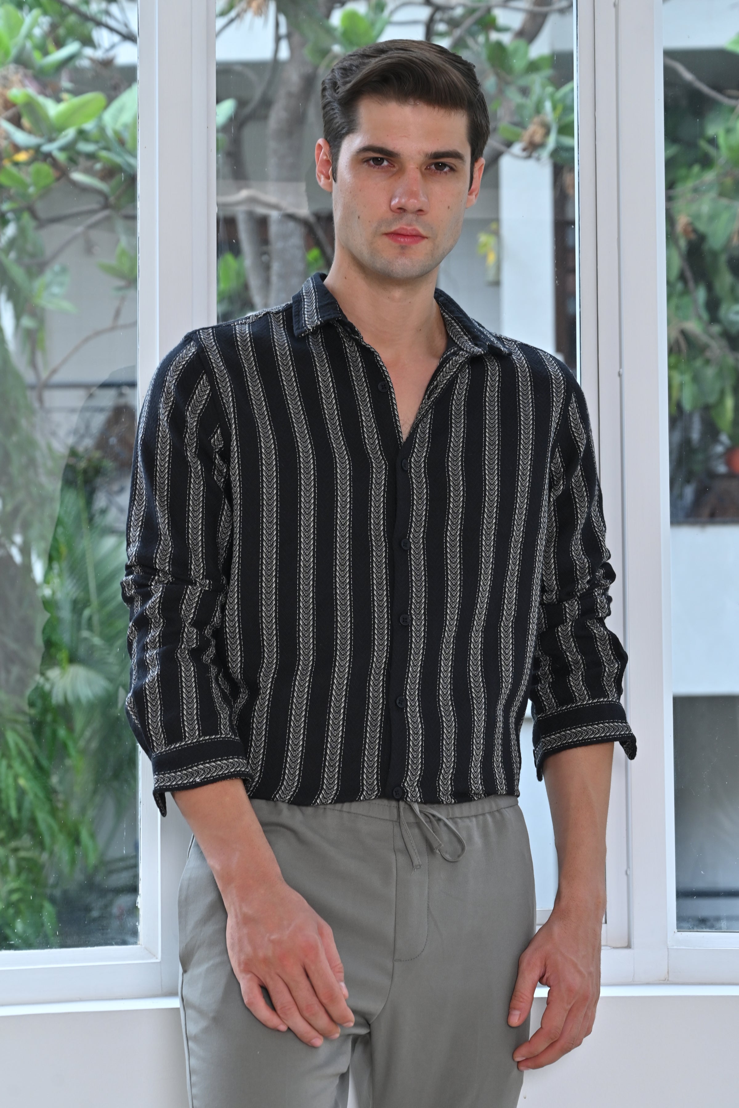 Men Structured Striped Shirt