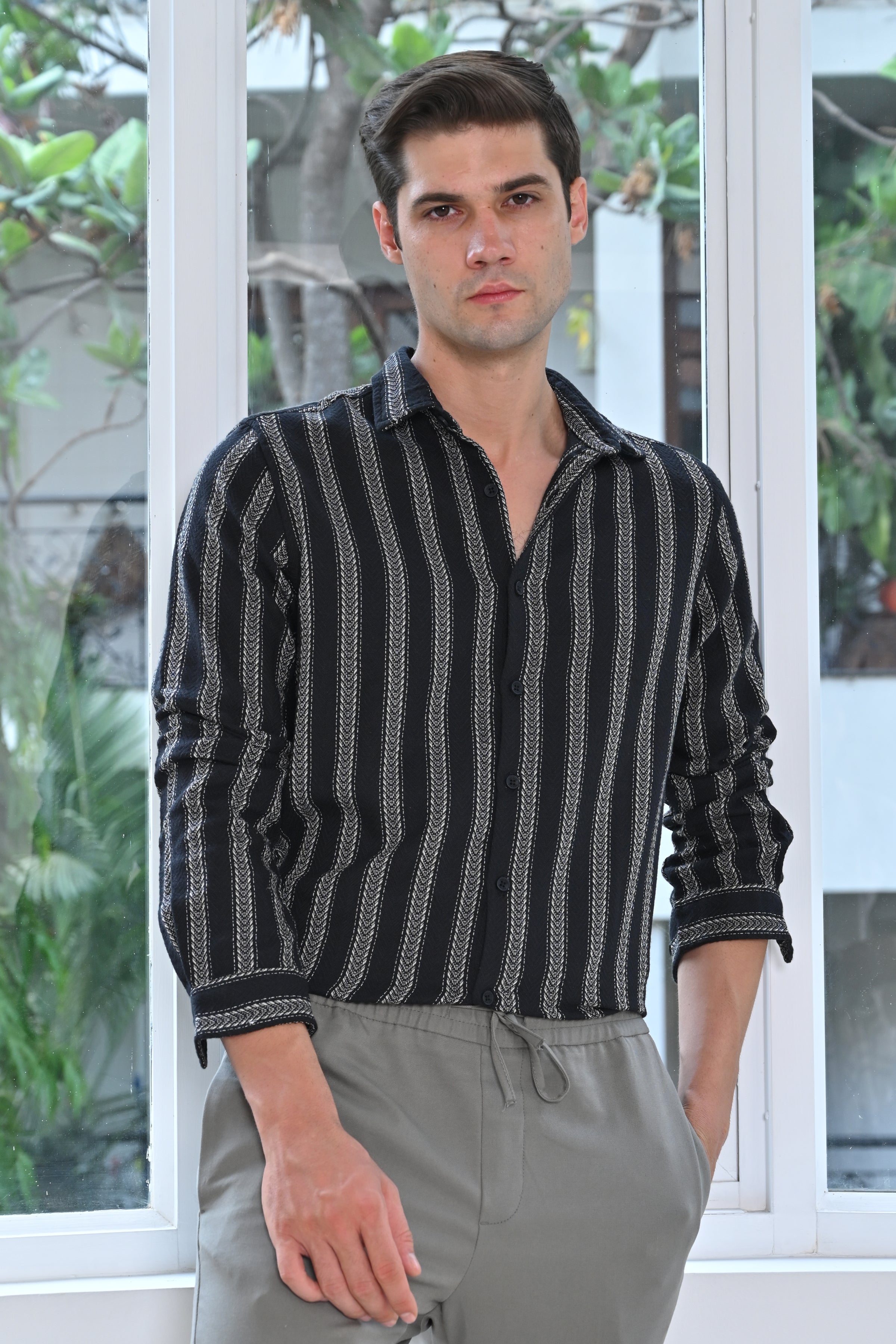 Men Structured Striped Shirt