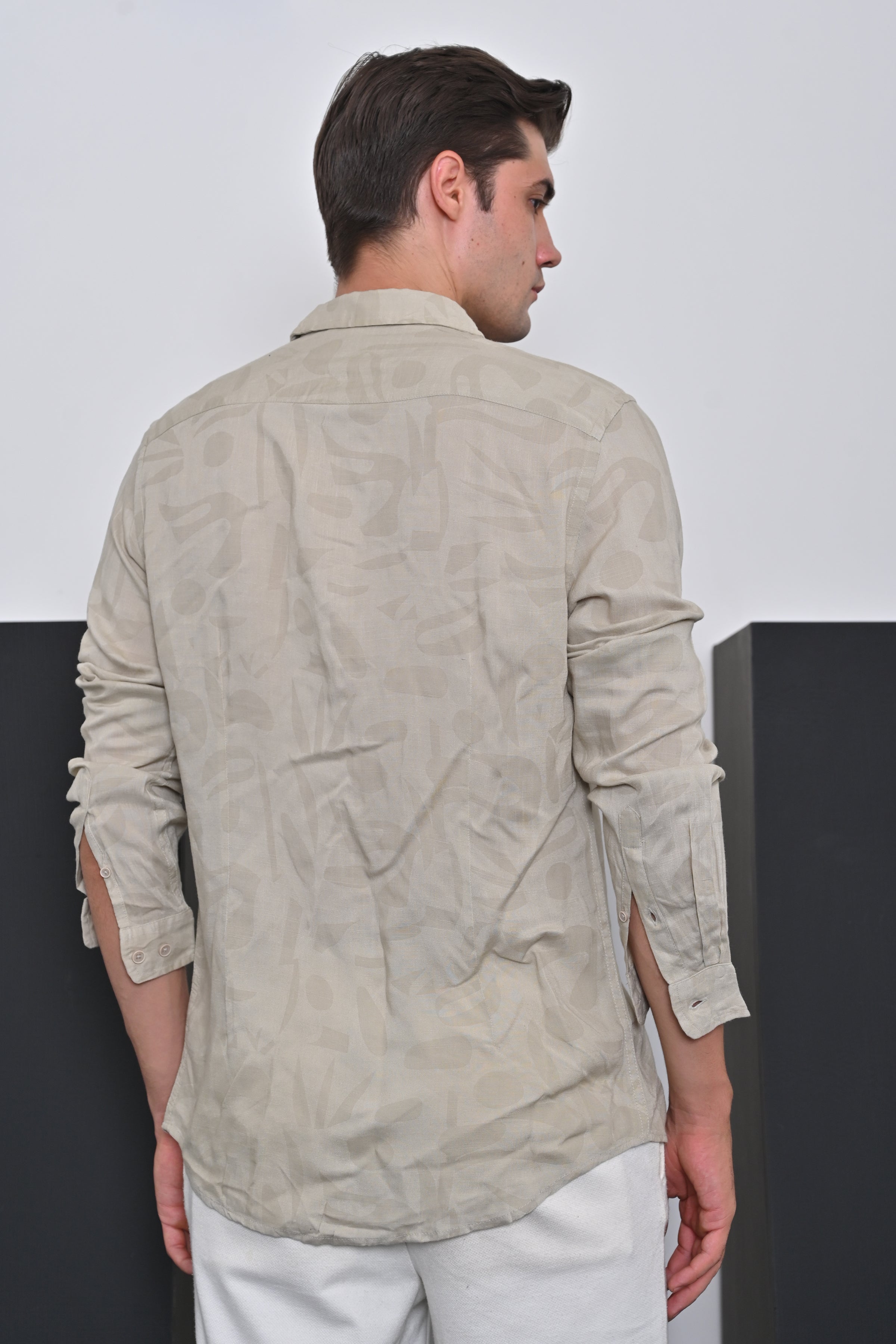 Men Viscose Linen Printed Shirt