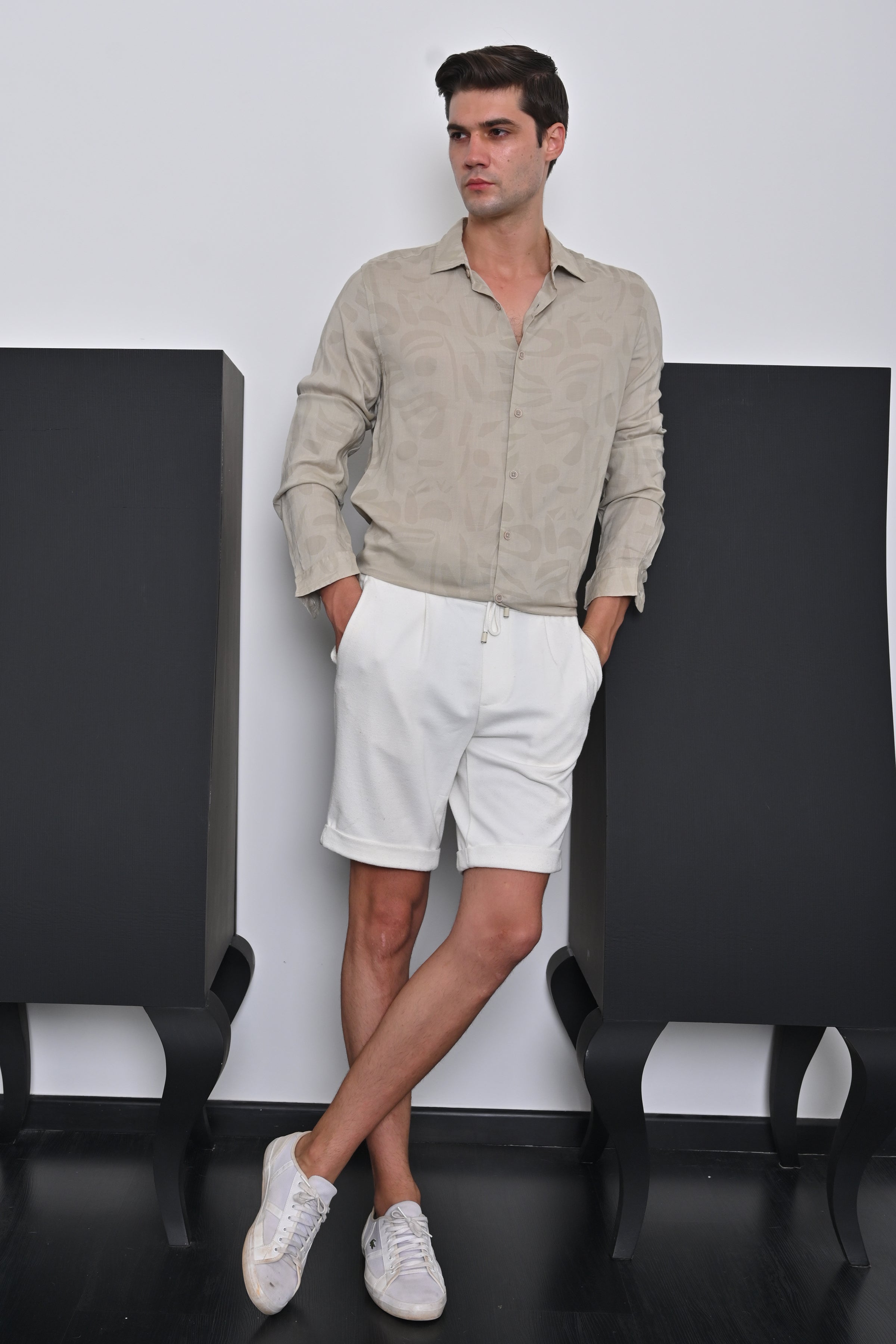 Men Viscose Linen Printed Shirt