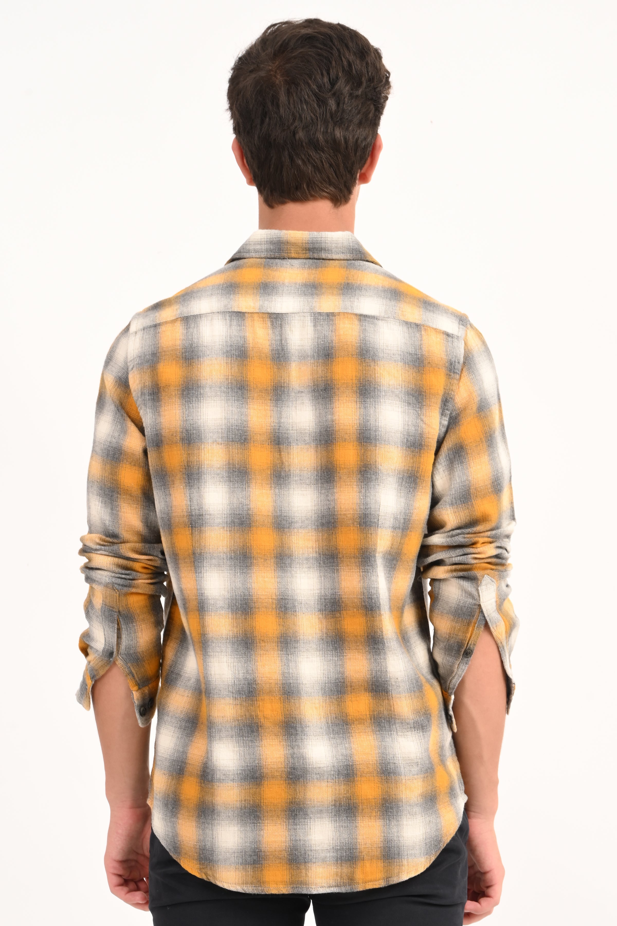 Mens Leton Chrome Yellow Flannel Check Shirt
