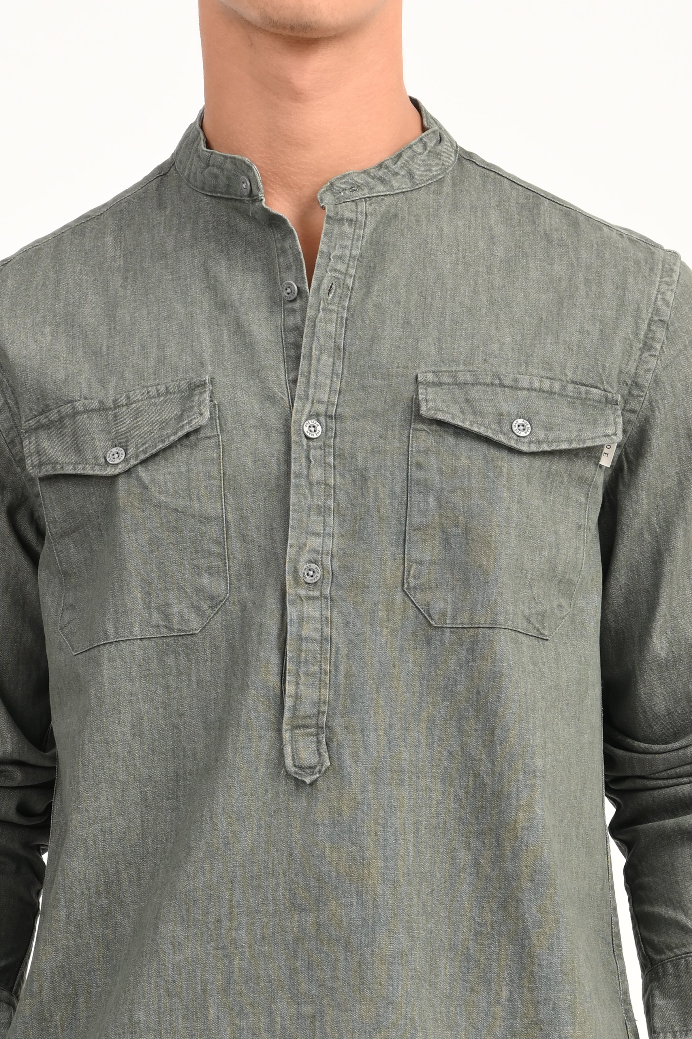 Men Detailed Denim Shirt