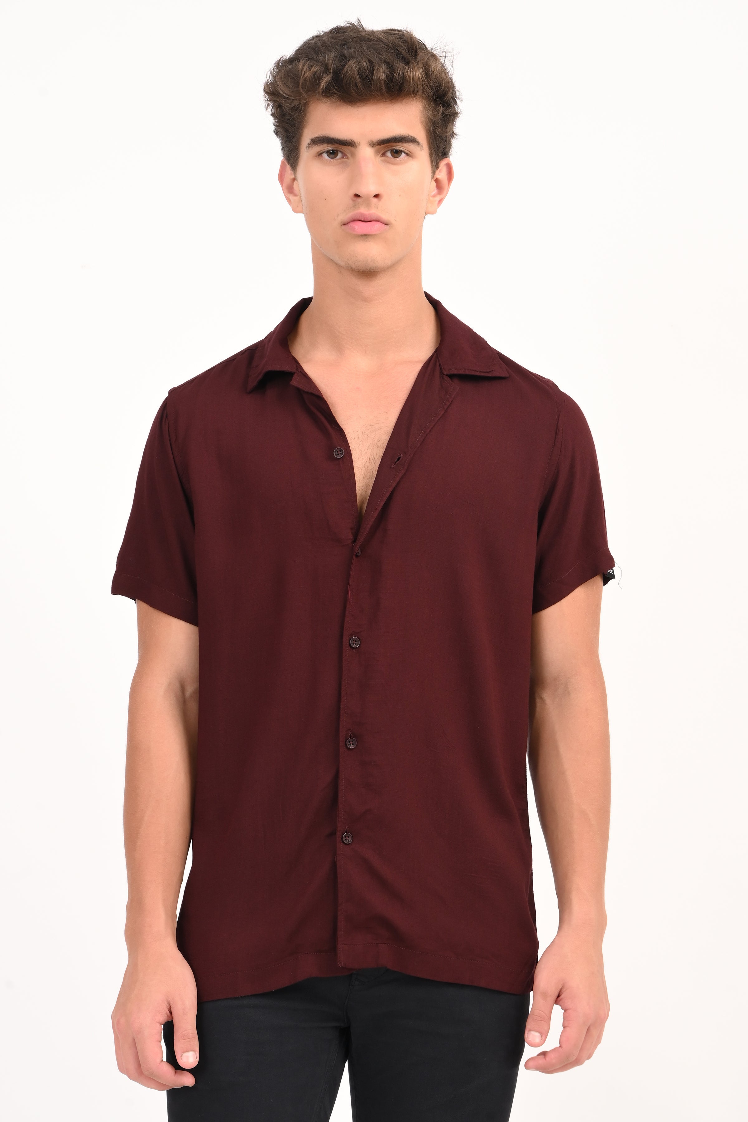 Men Pure Viscose Solid Shirt