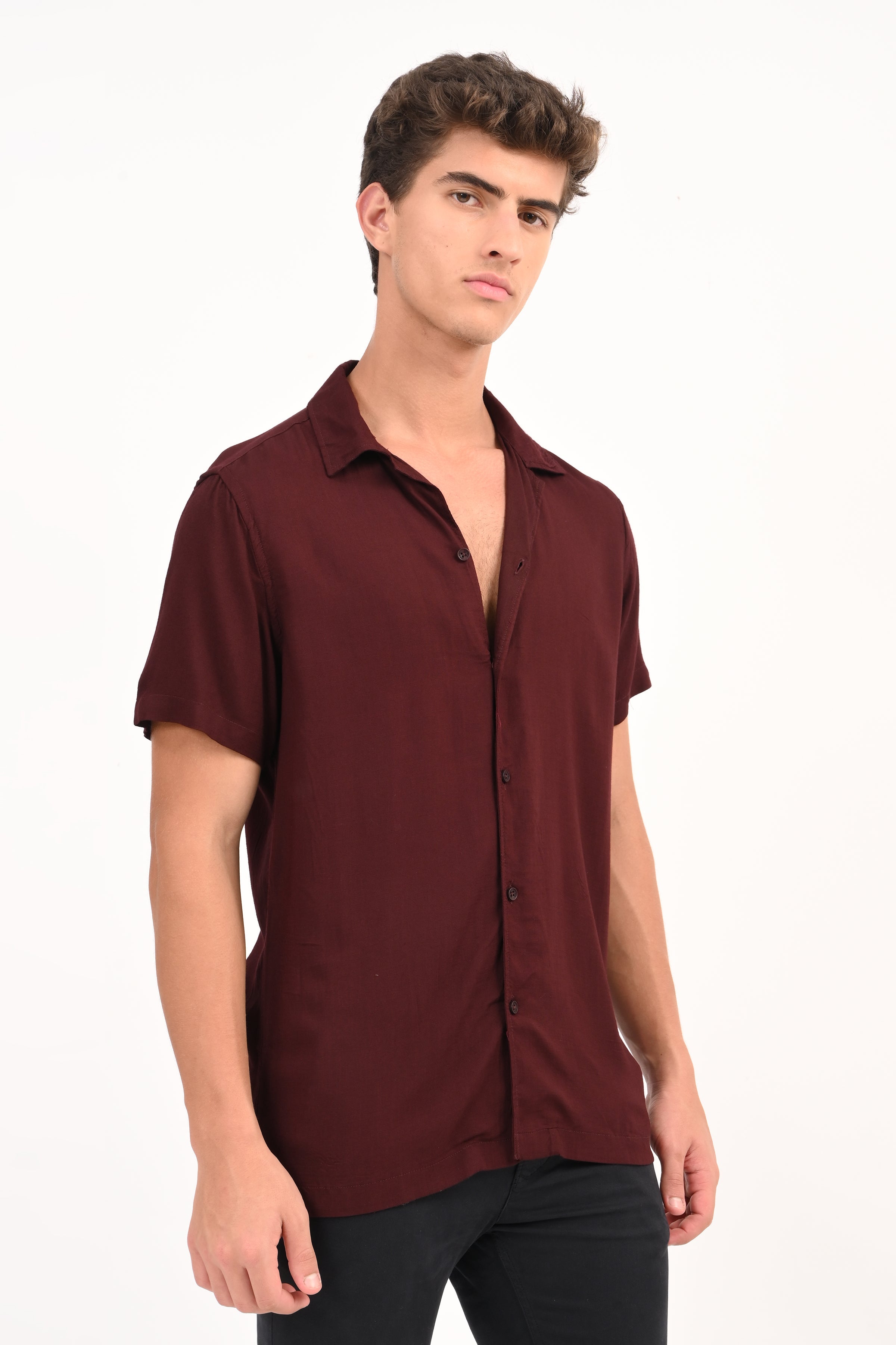 Men Pure Viscose Solid Shirt