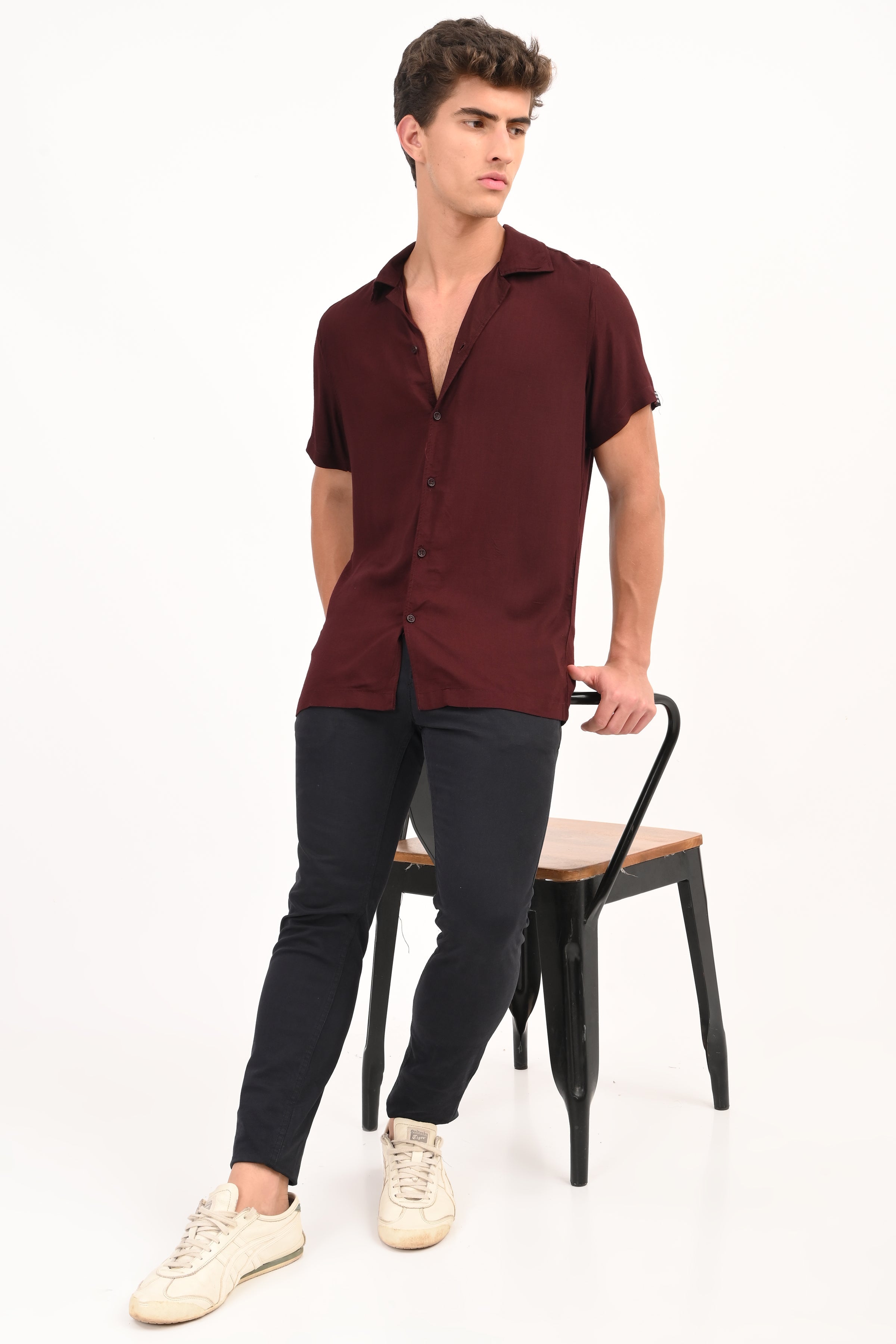 Men Pure Viscose Solid Shirt