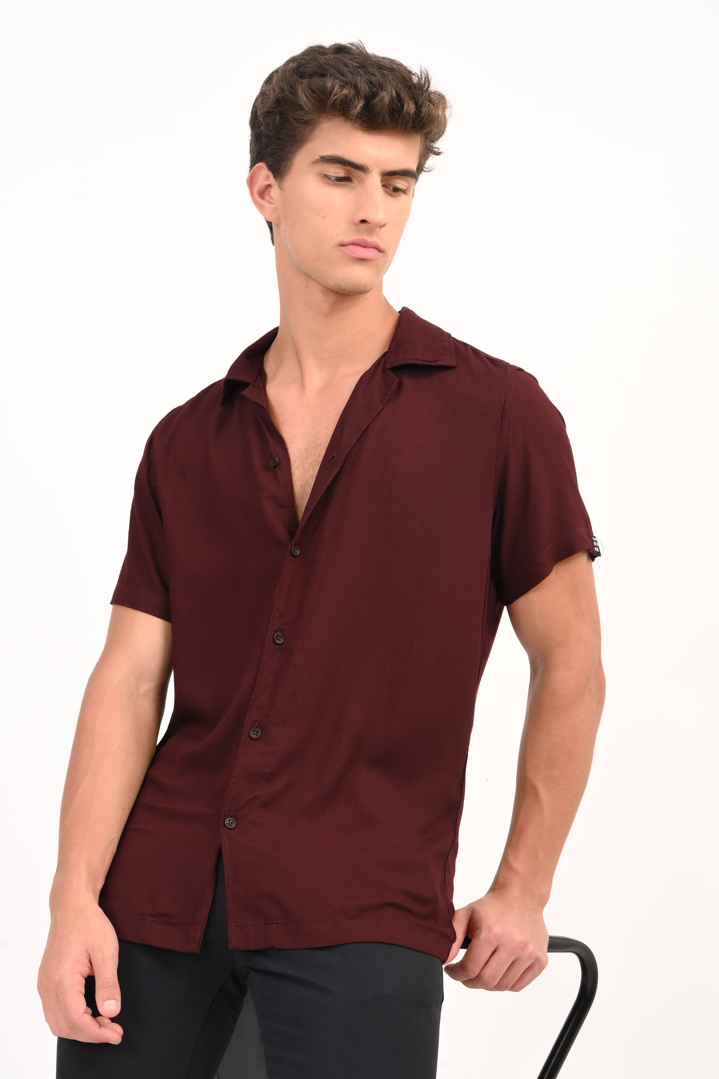 Men Pure Viscose Solid Shirt