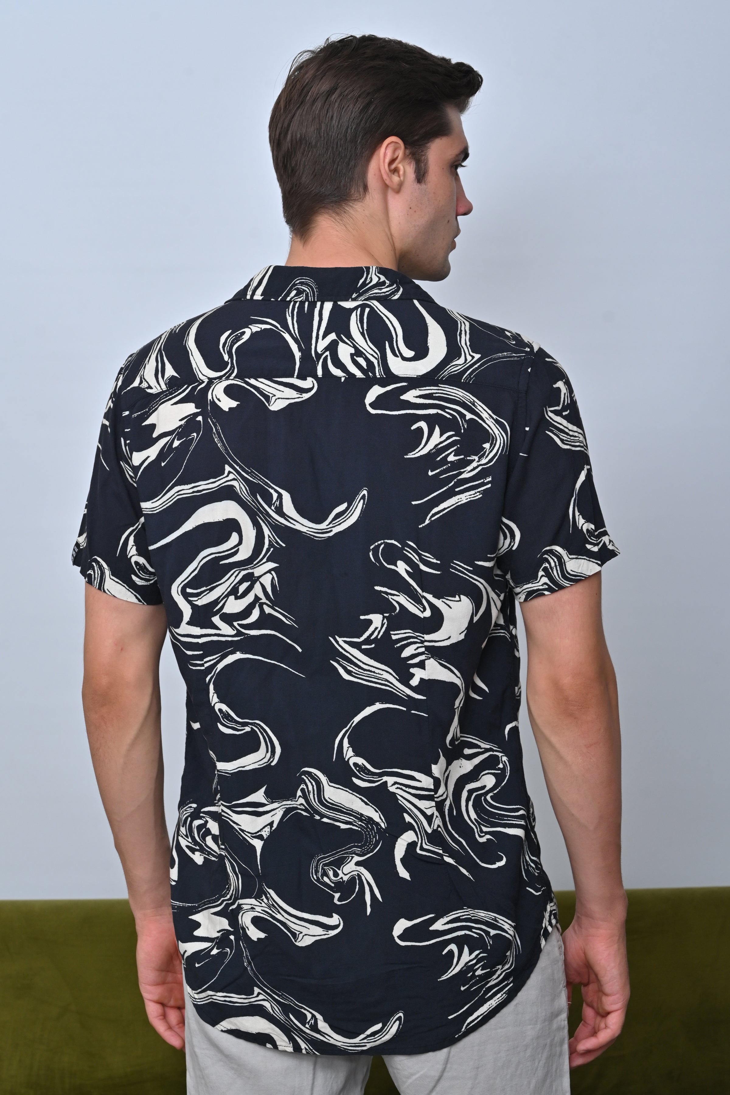 Men Tasgall Printed Shirt Black Fun