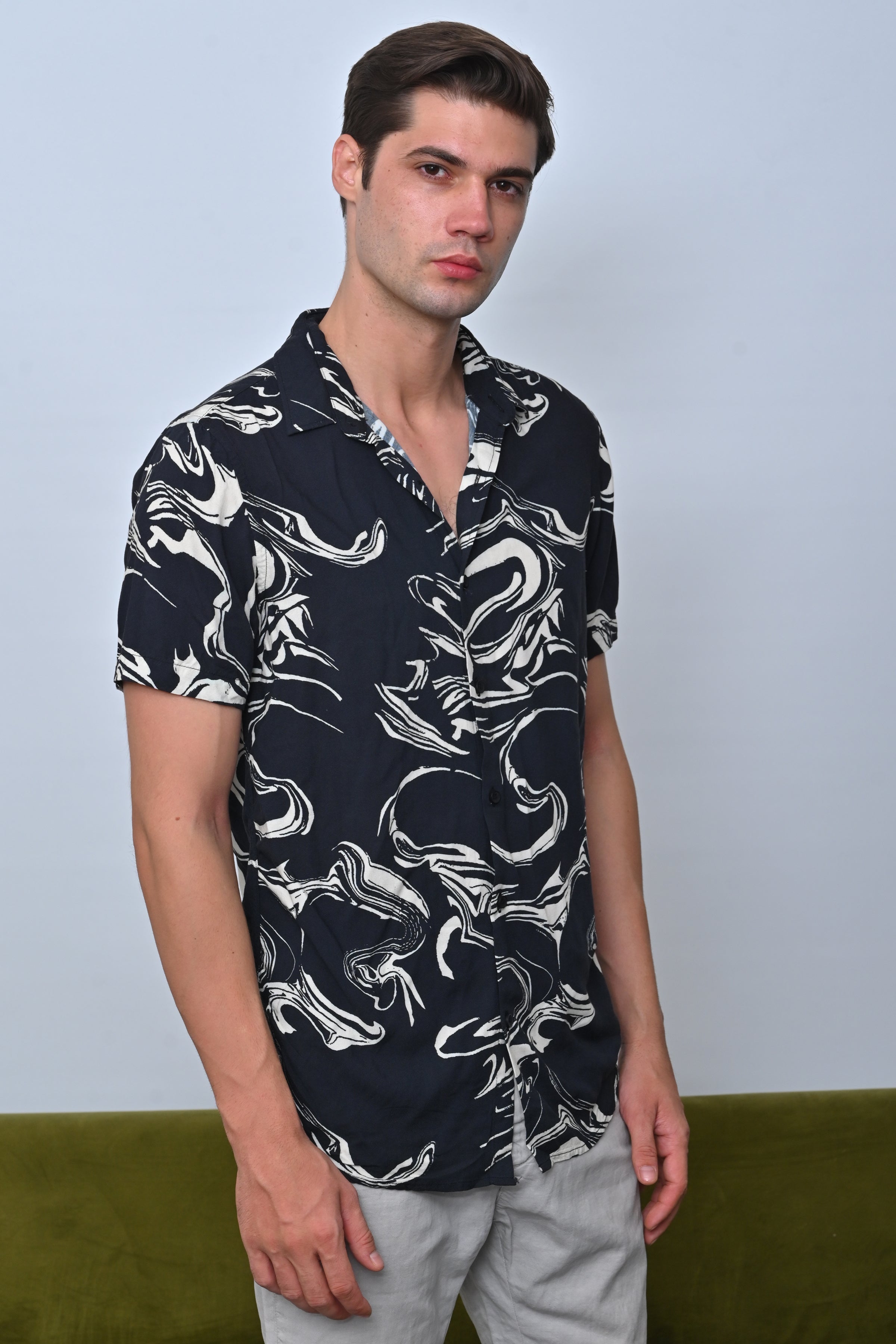 Men Tasgall Printed Shirt Black Fun