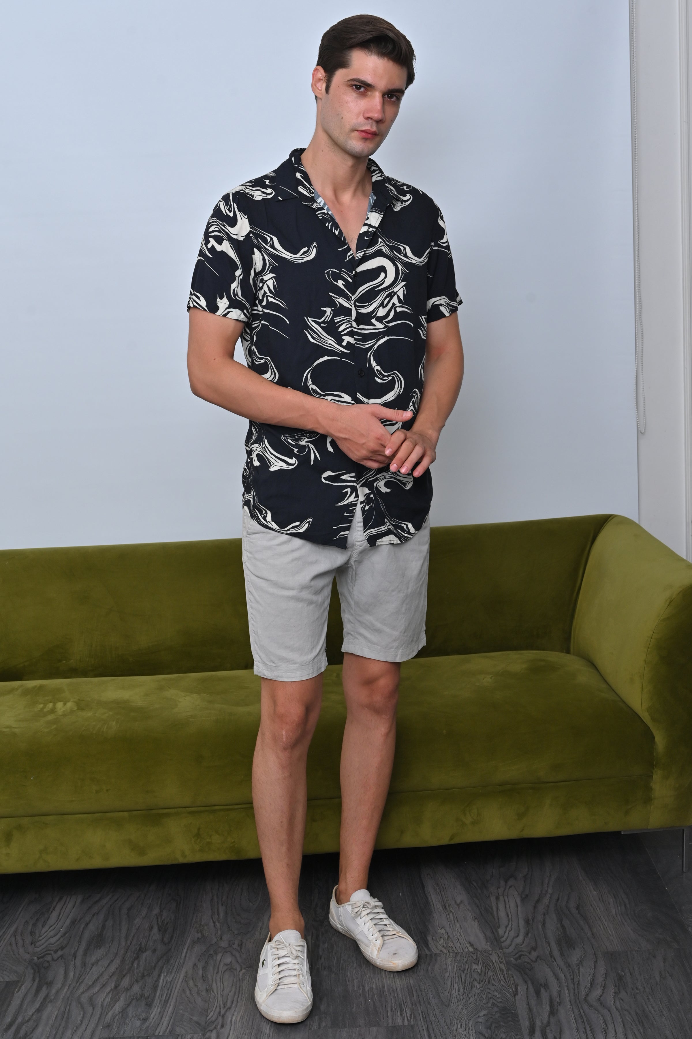 Men Tasgall Printed Shirt Black Fun