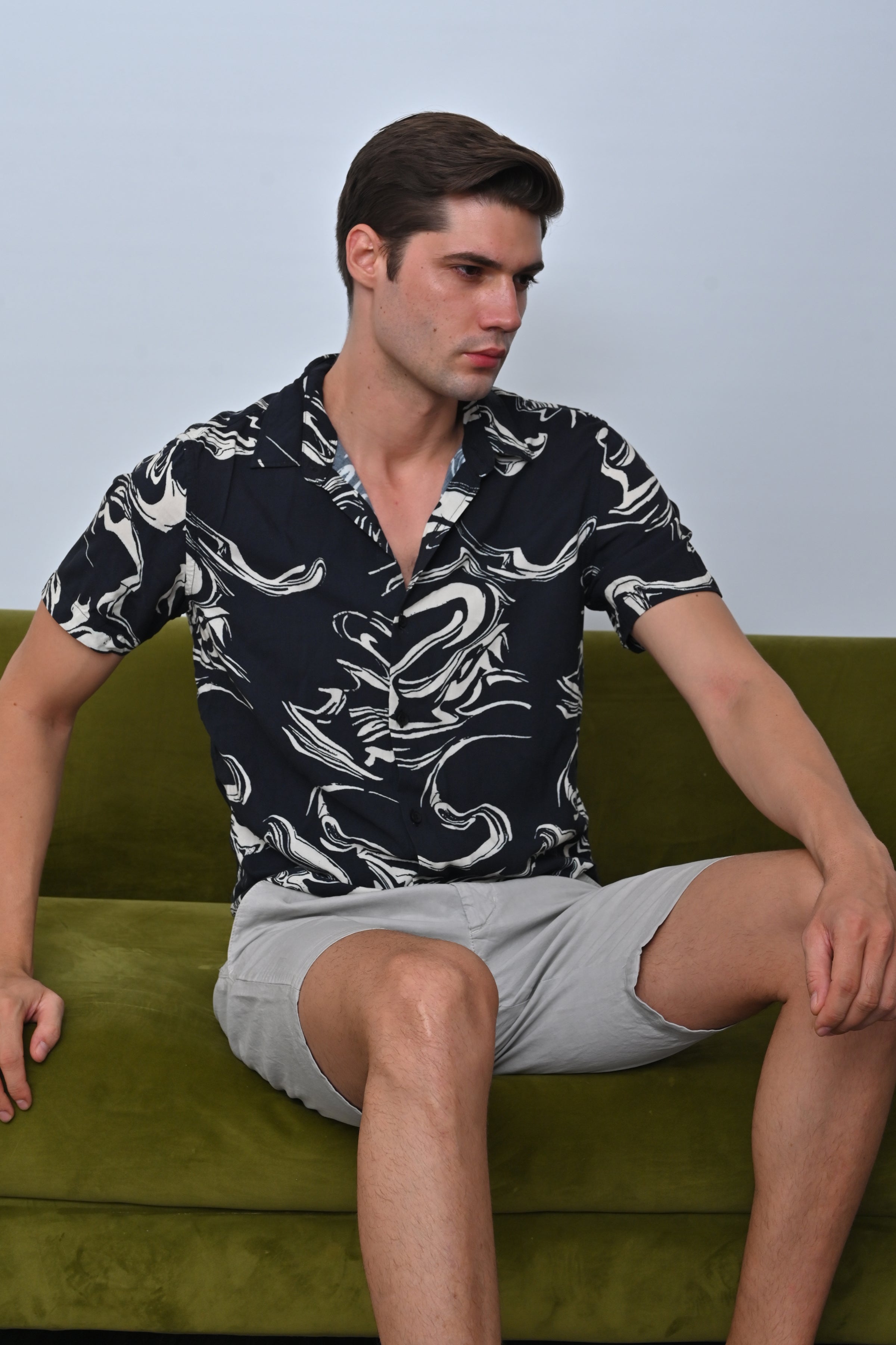 Men Tasgall Printed Shirt Black Fun