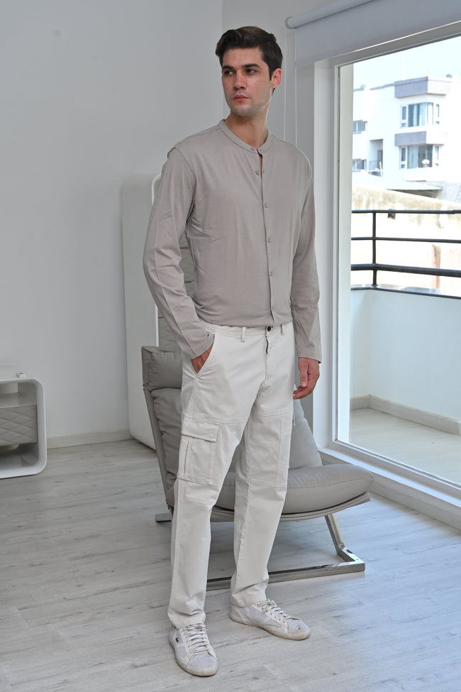 Men Corolla Detailed Cargo Trouser Stone