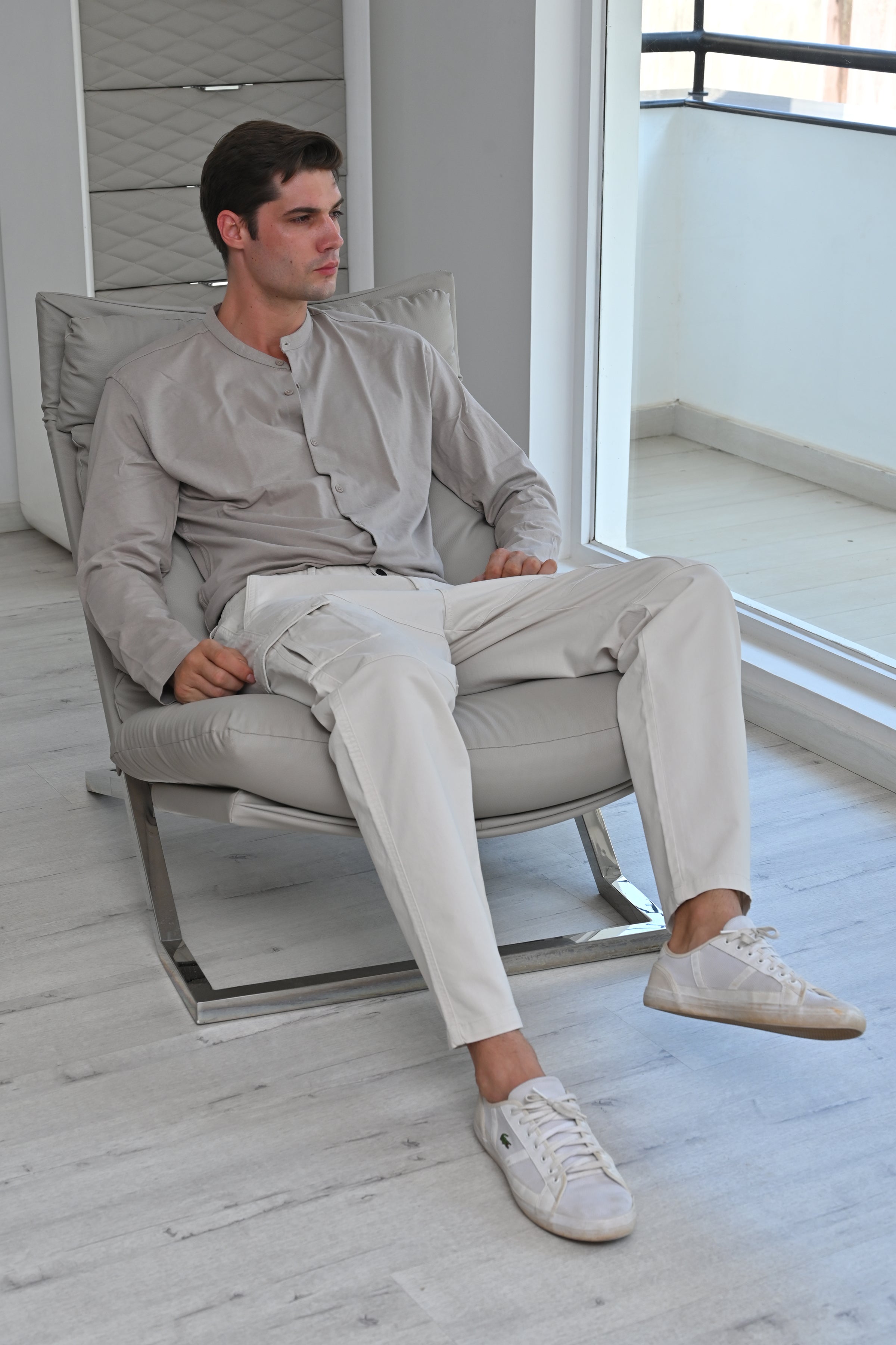 Men Corolla Detailed Cargo Trouser Stone