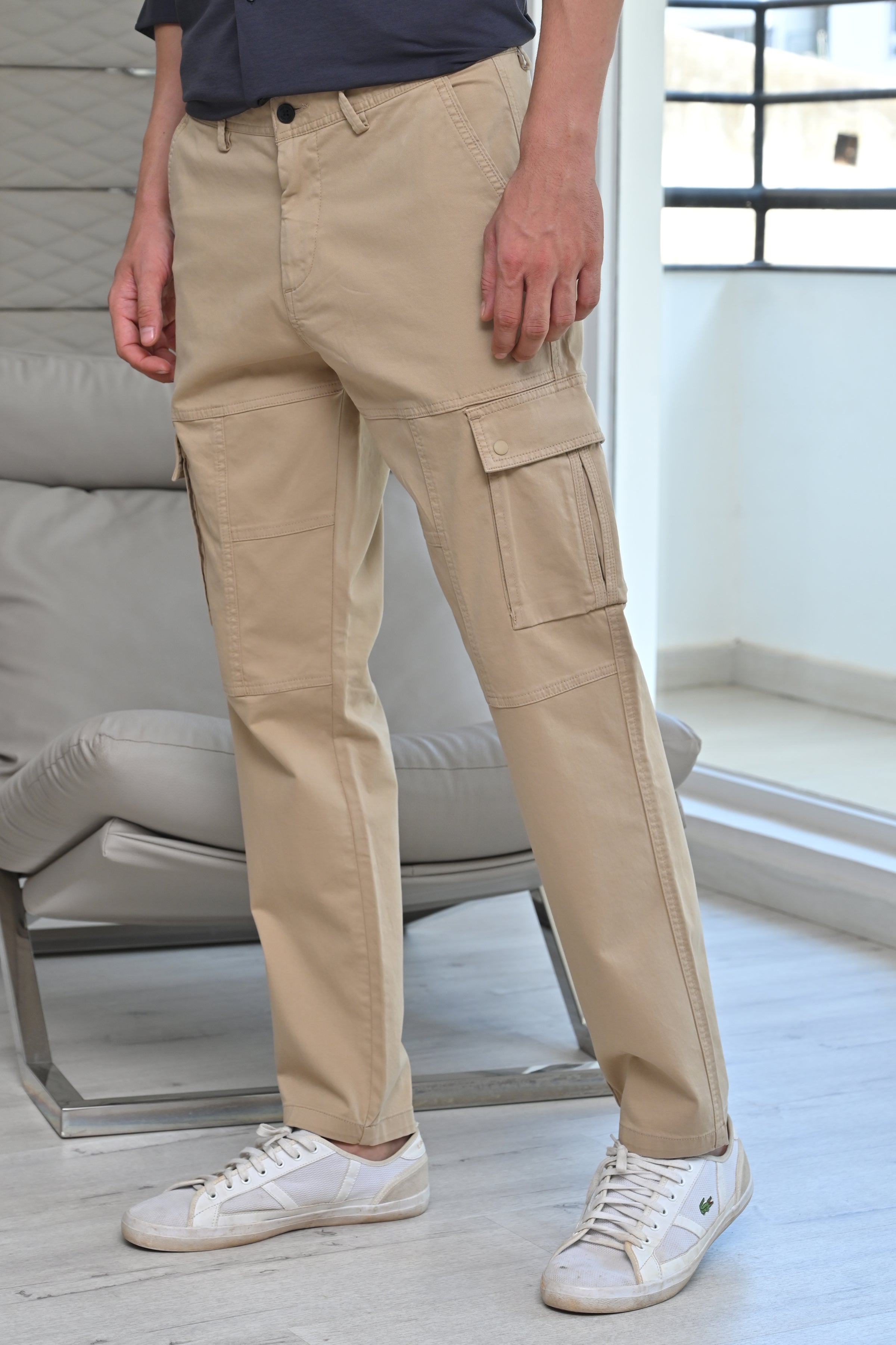 Men Corolla Detailed Cargo Trouser Beige