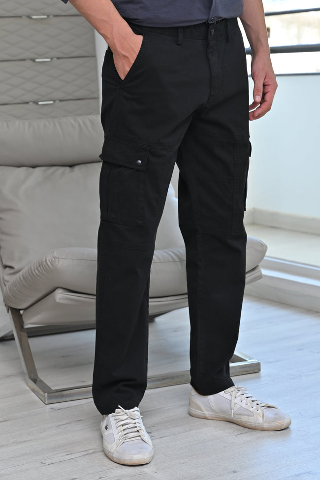 Men Corolla Detailed Cargo Trouser Black