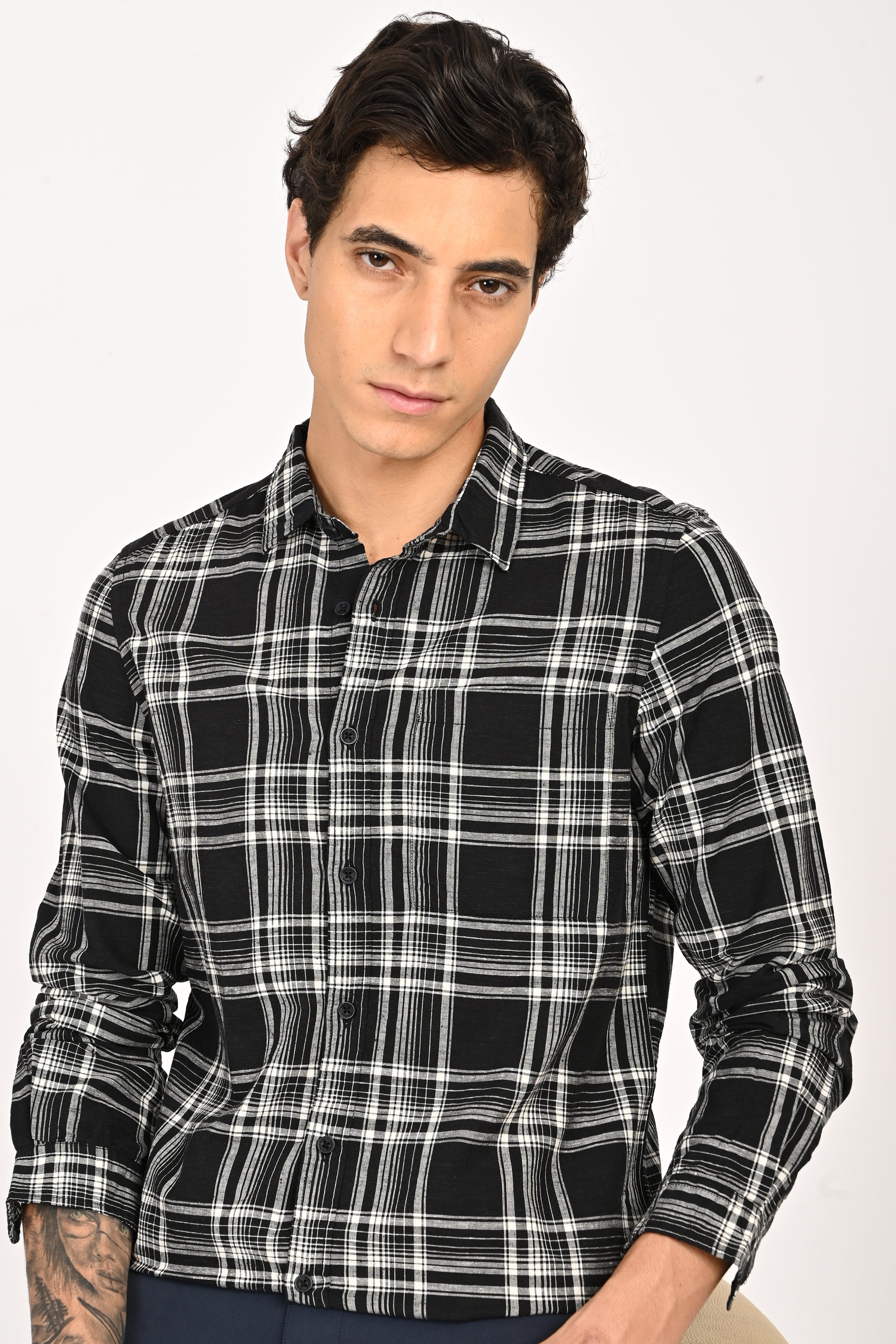 Men Cotton Check Shirt