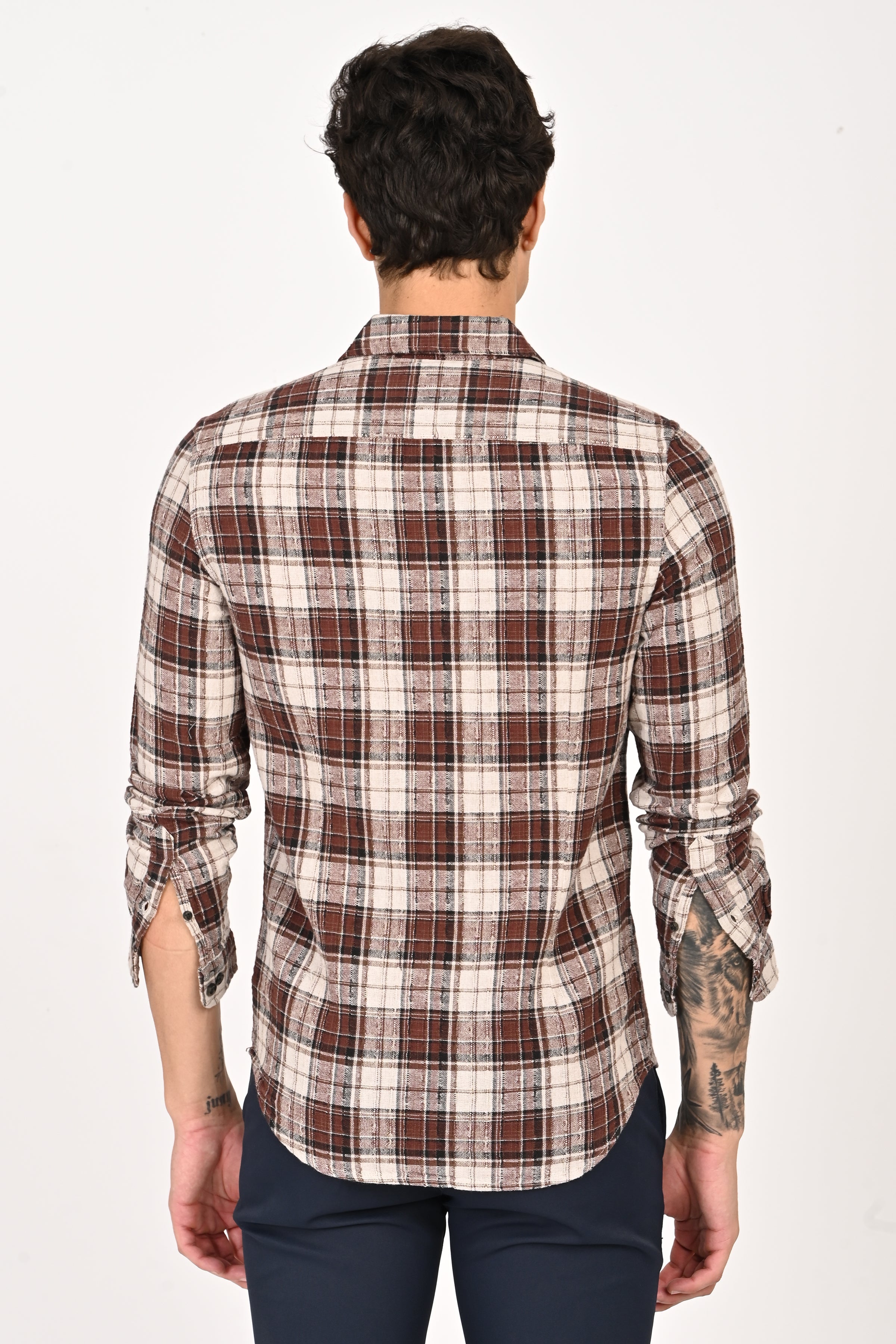 Men Cotton Structured Check Shirt