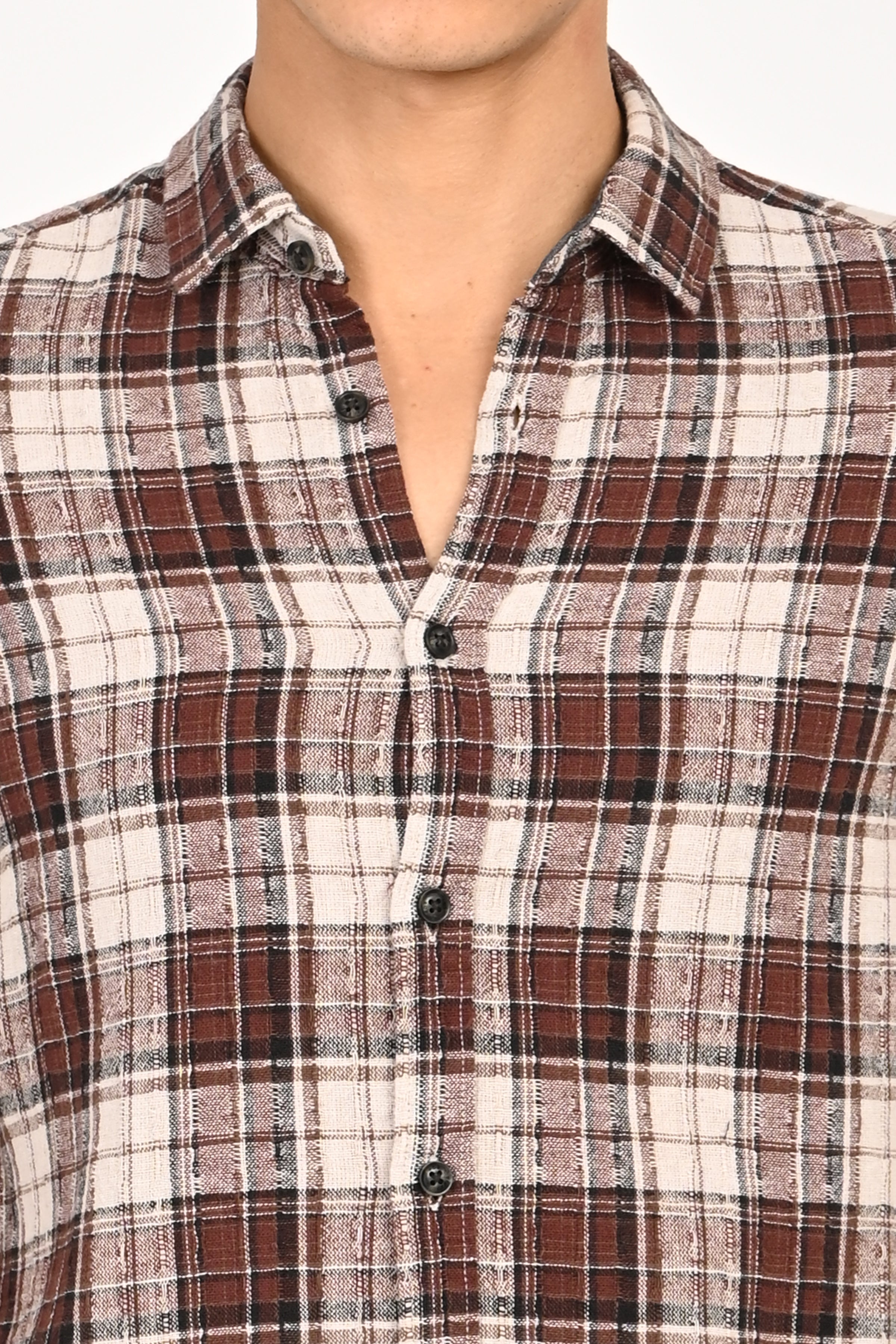 Men Cotton Structured Check Shirt