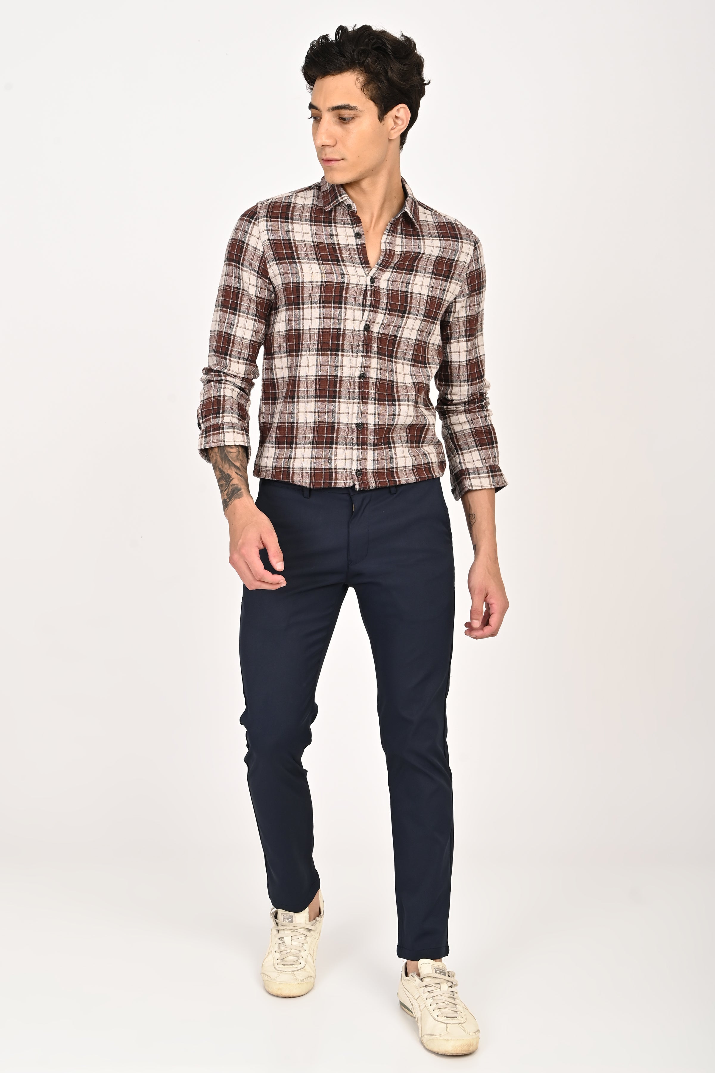 Men Cotton Structured Check Shirt