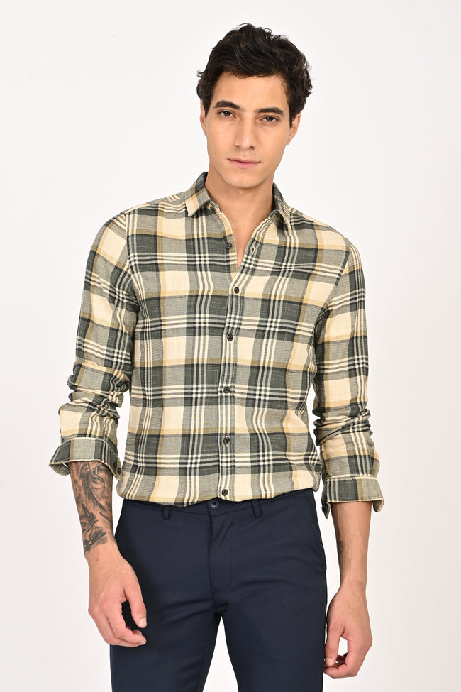 Men Cynthia Slub Check Shirt
