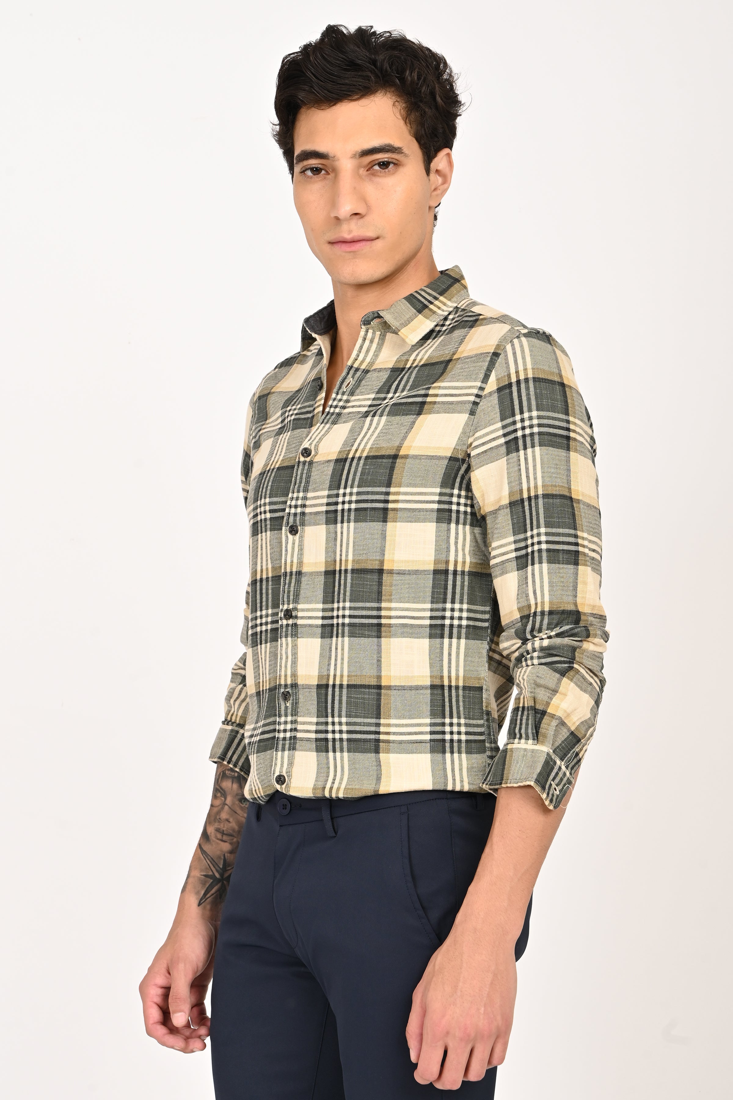 Men Cynthia Slub Check Shirt