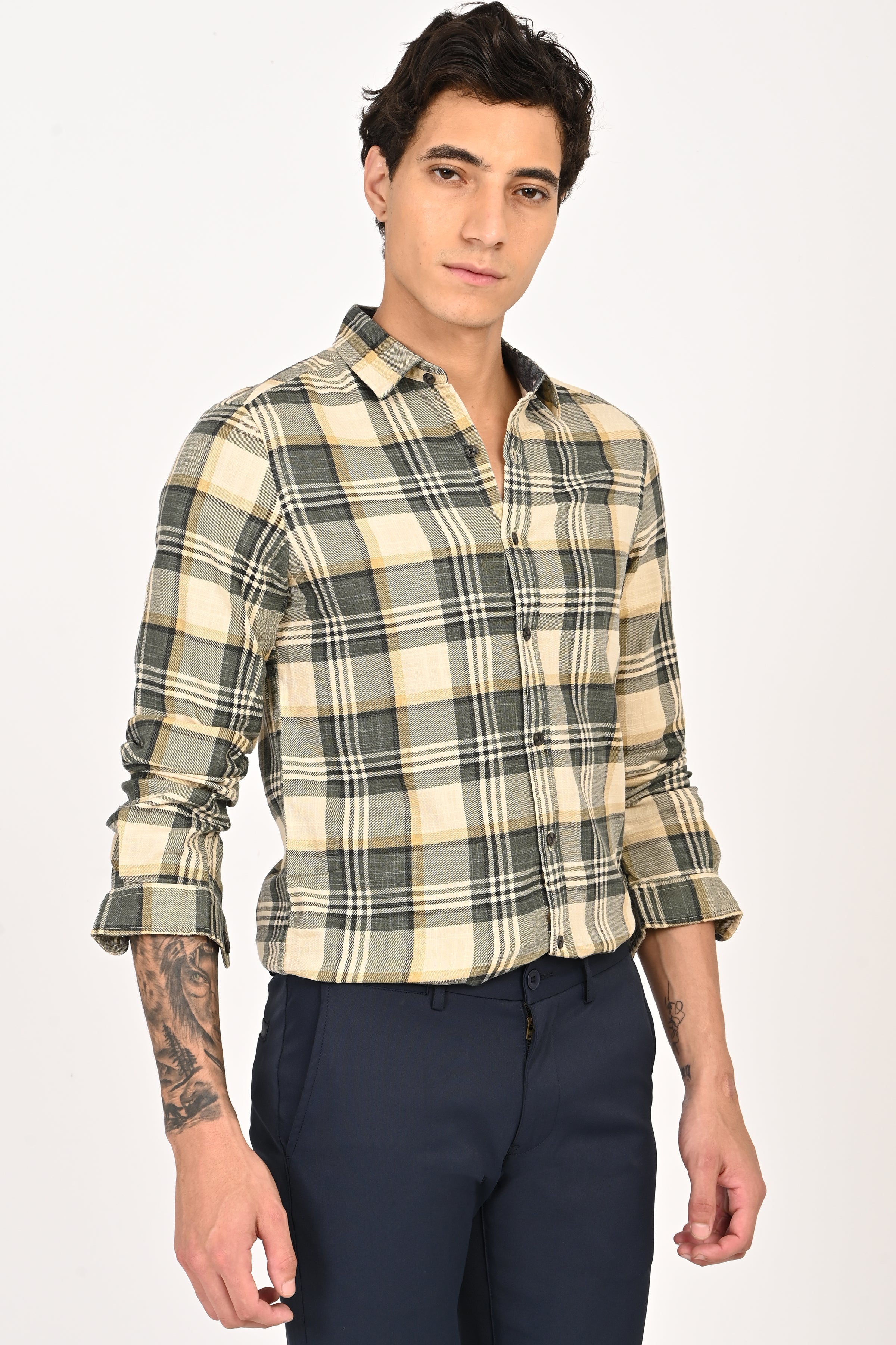 Men Cynthia Slub Check Shirt