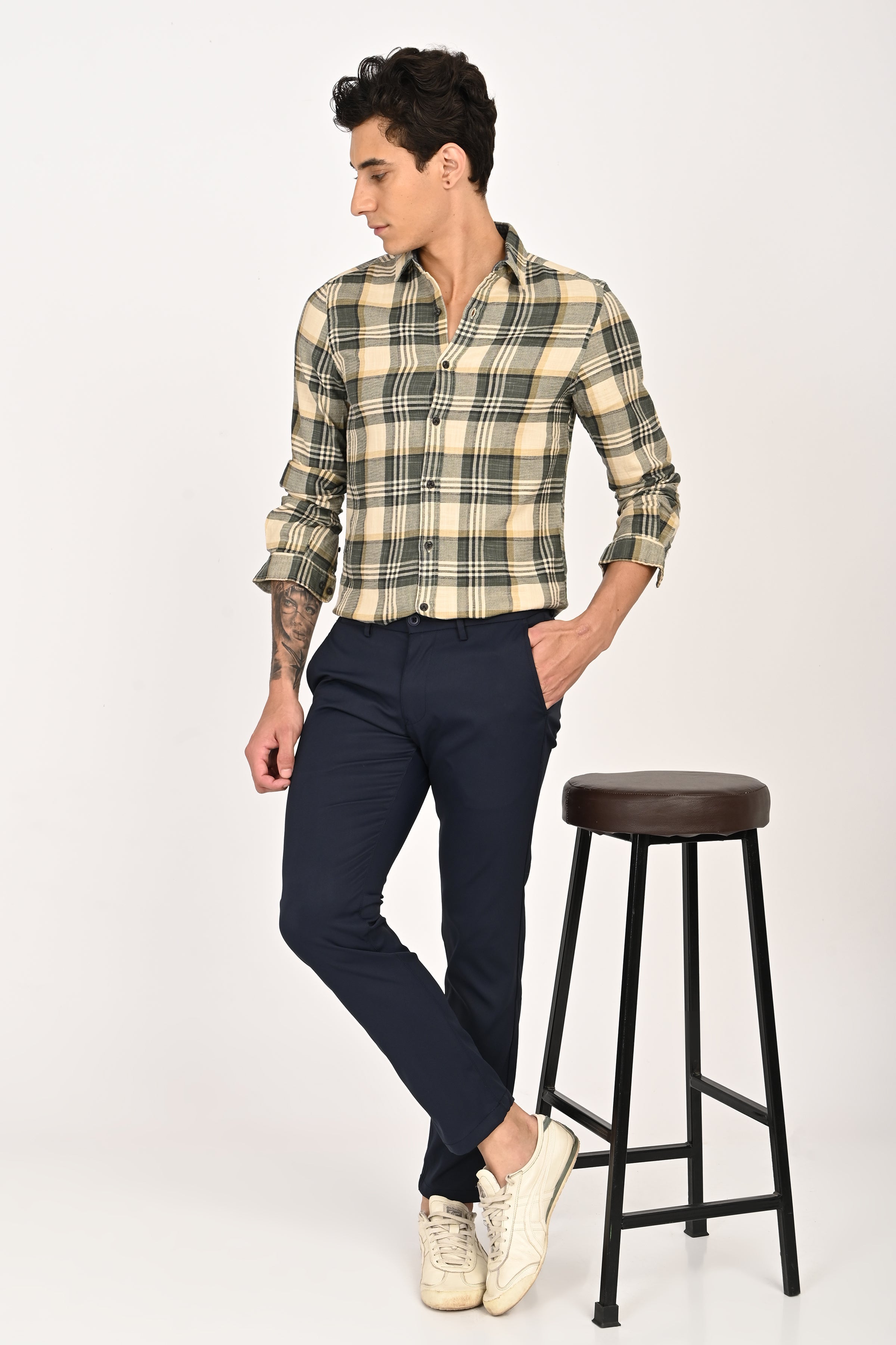 Men Cynthia Slub Check Shirt
