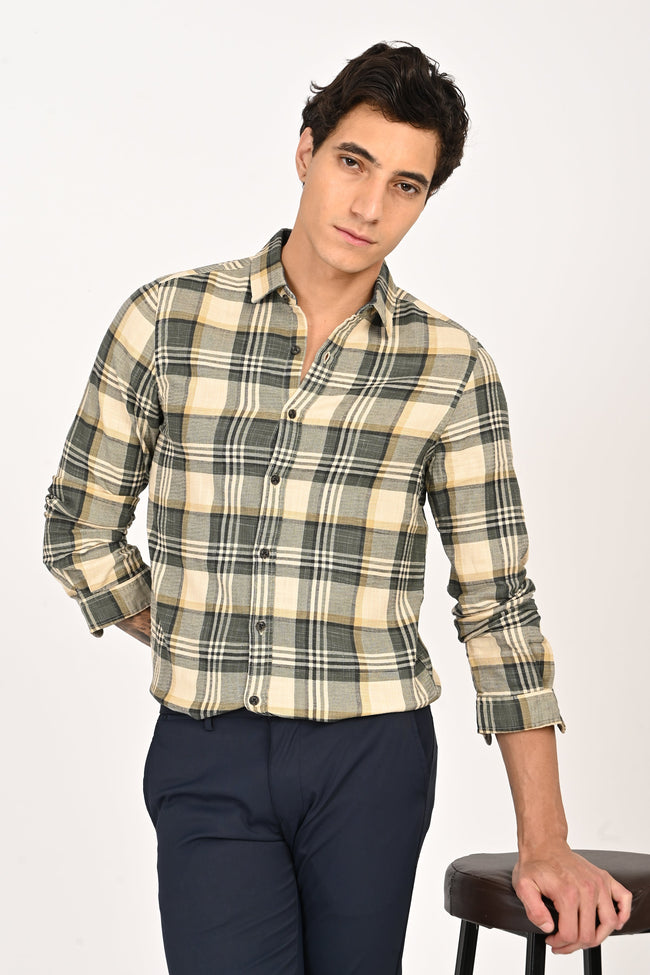 Men Cynthia Slub Check Shirt