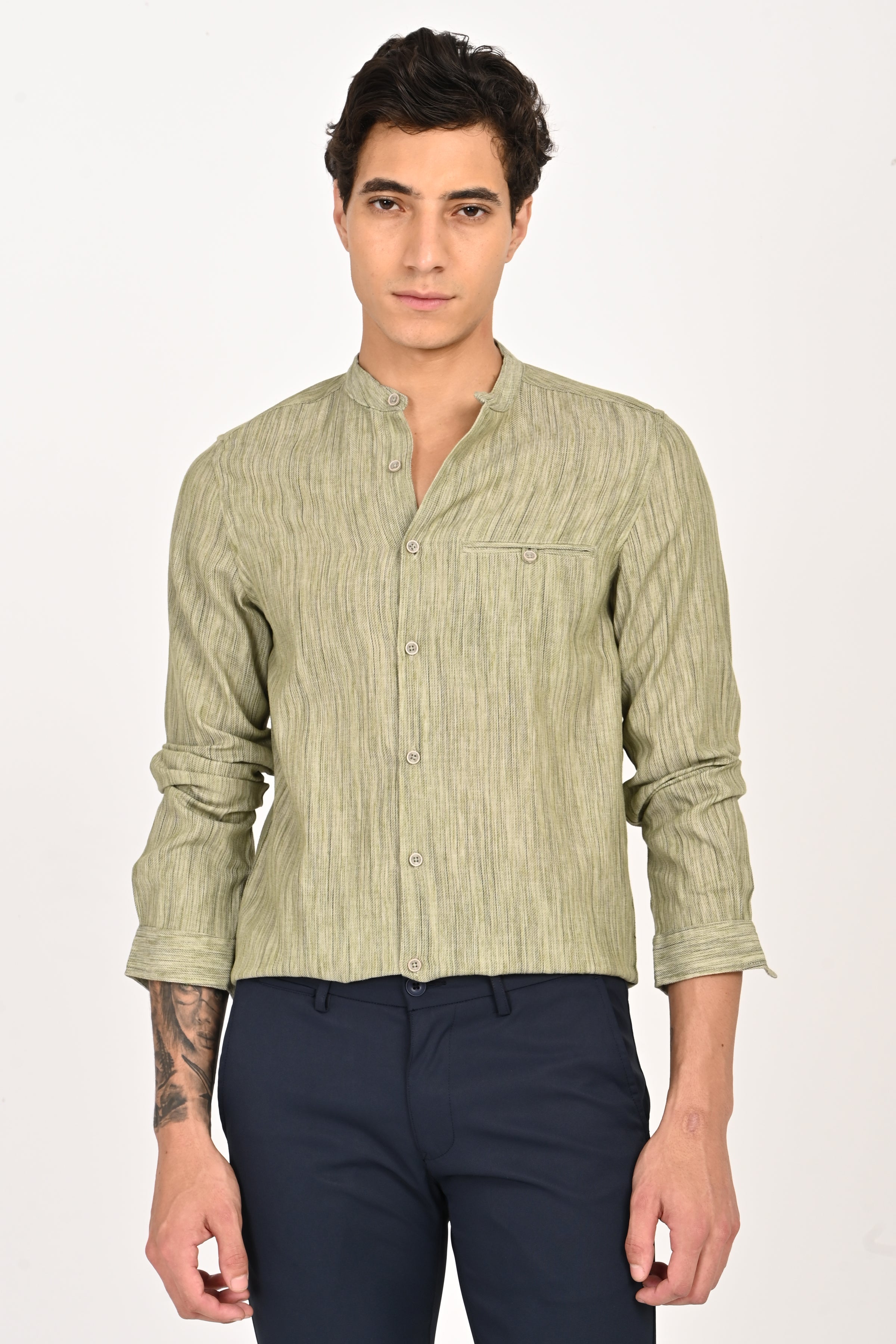 Men Cotton Striped Shirt