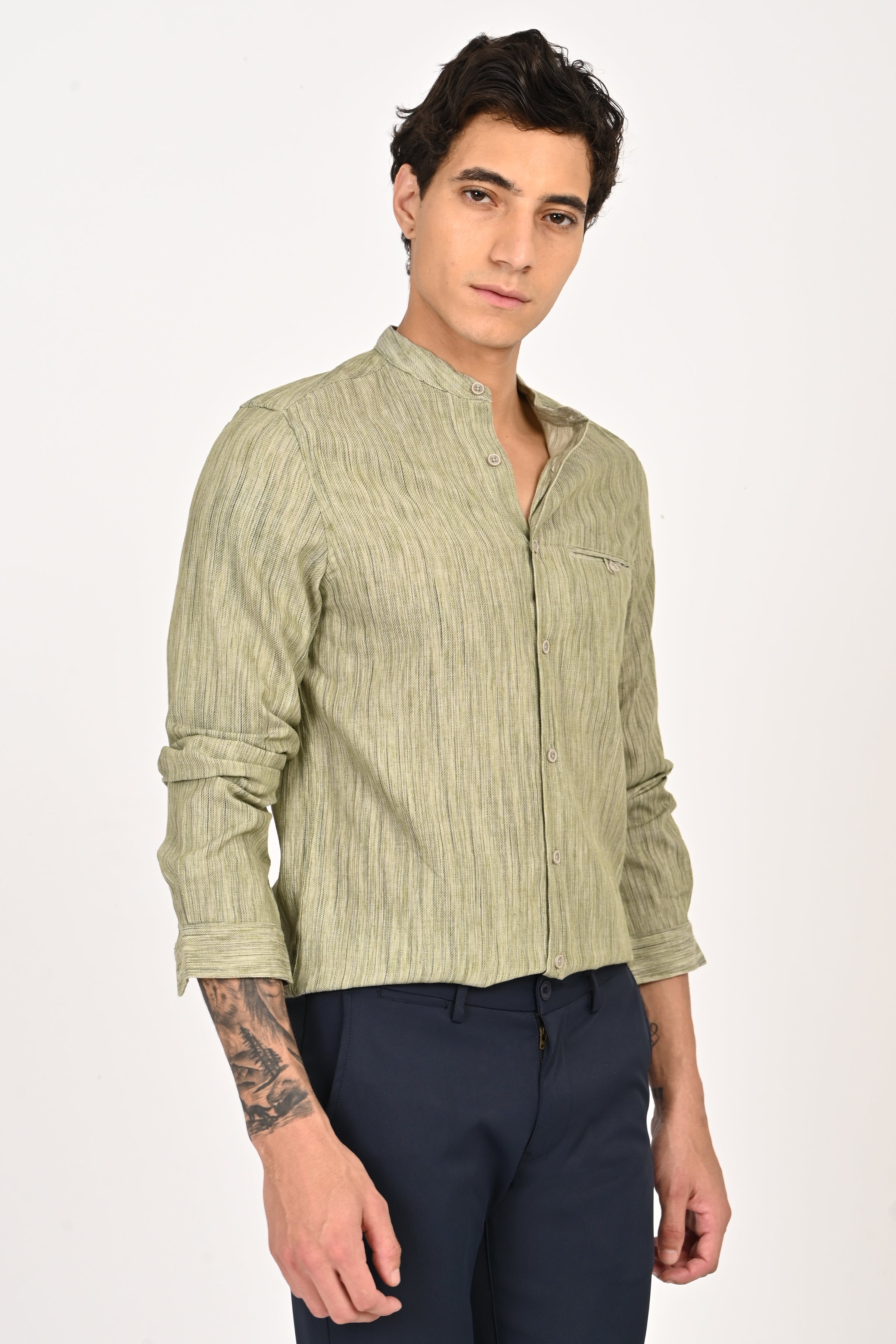 Men Cotton Striped Shirt