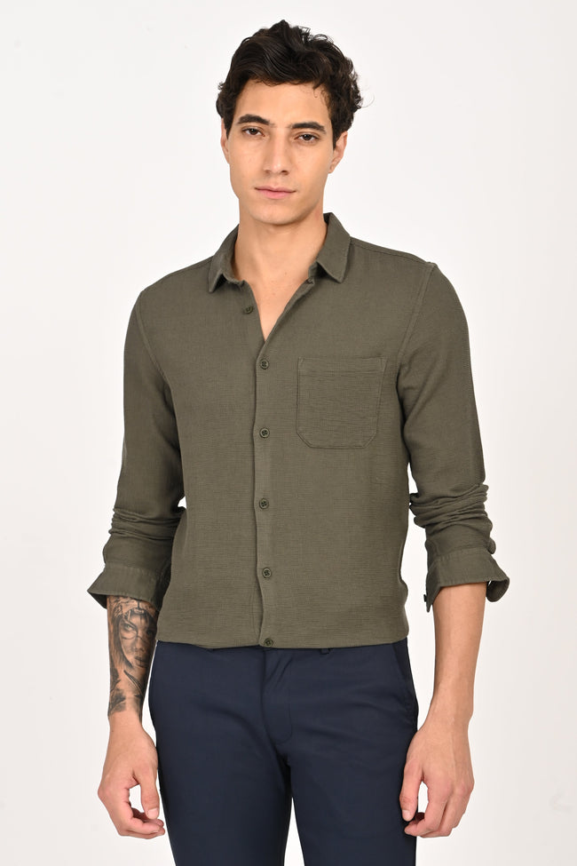 Men Rome Waffle Dobby Solid Shirt