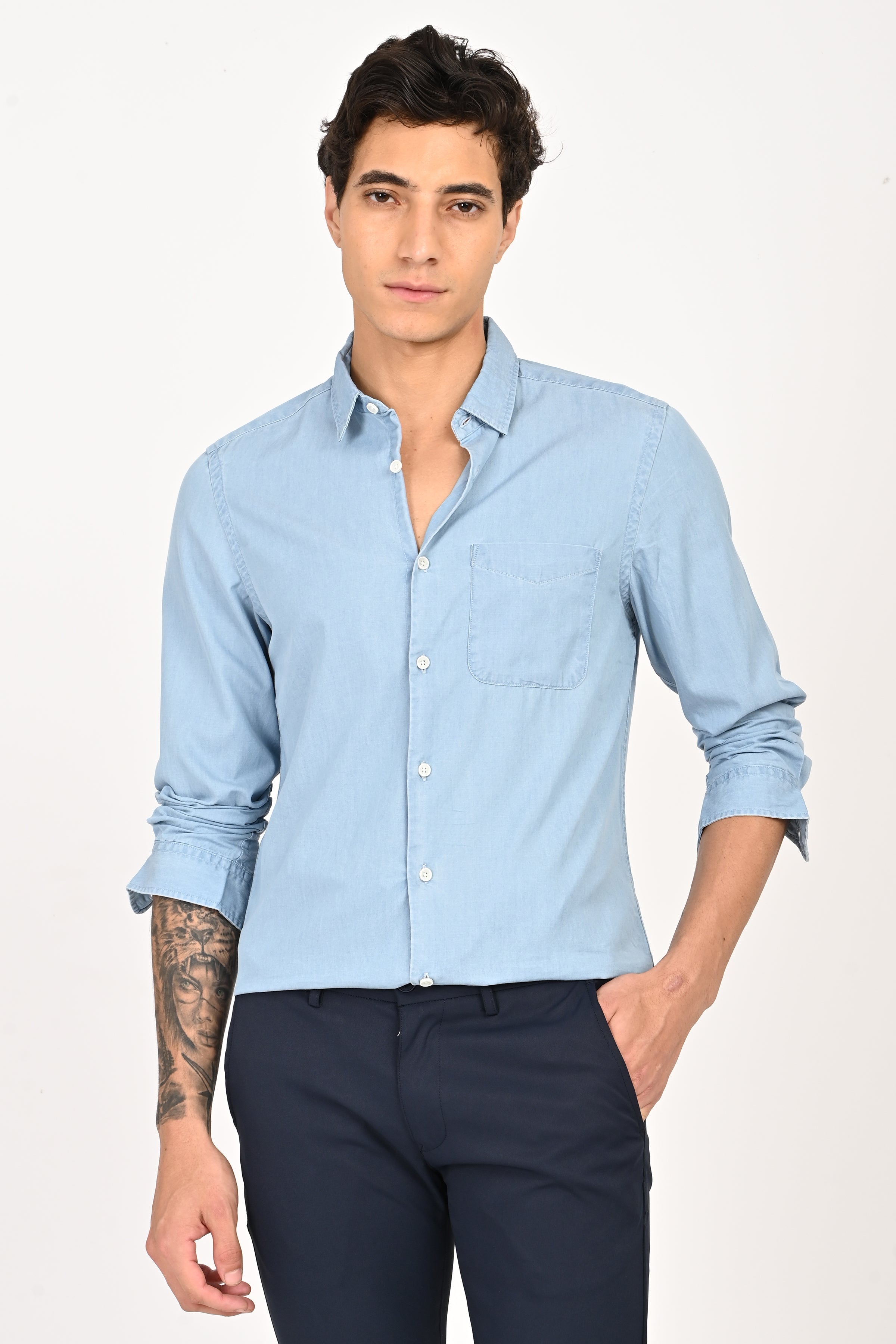 Men Light Denim Shirt