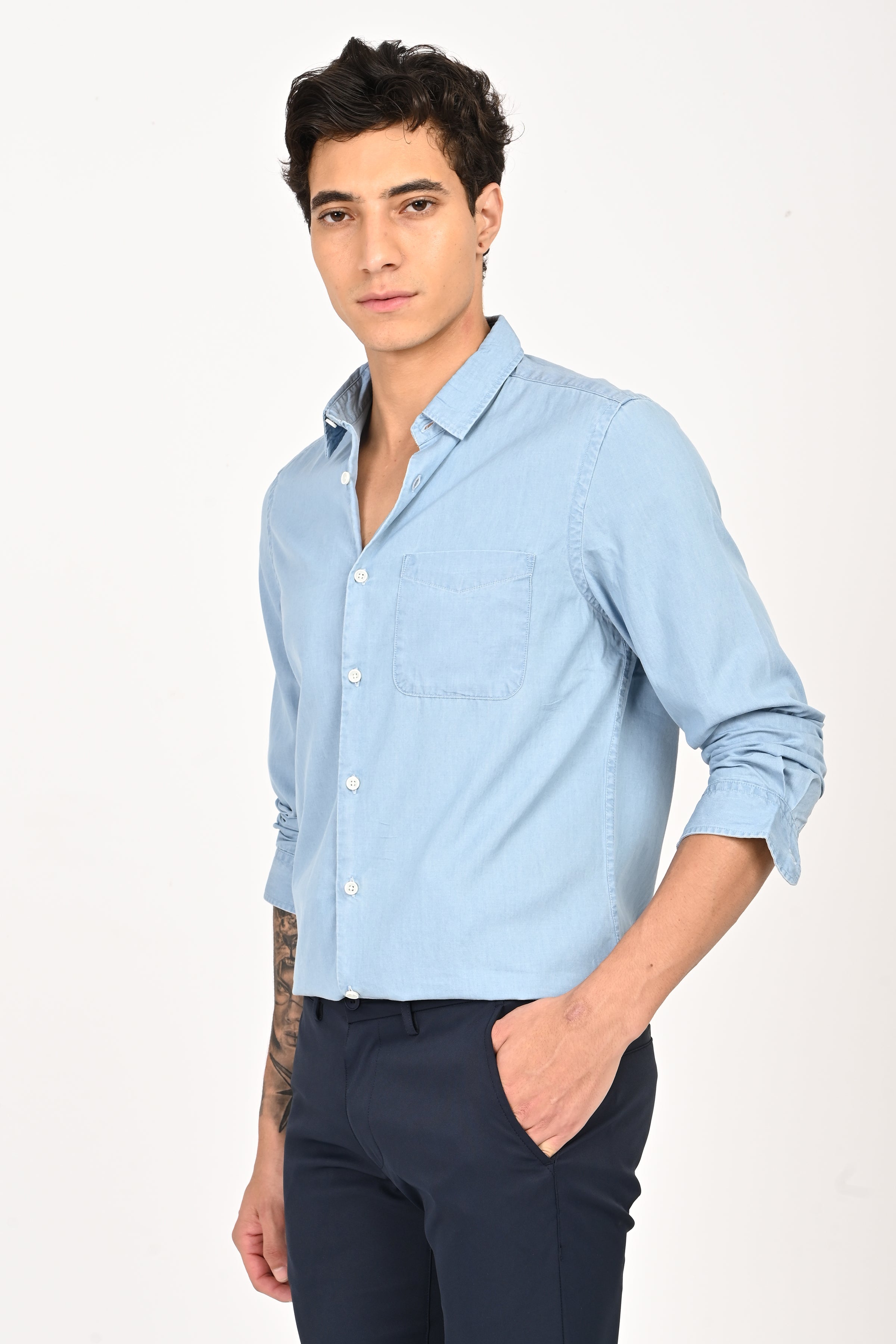 Men Light Denim Shirt