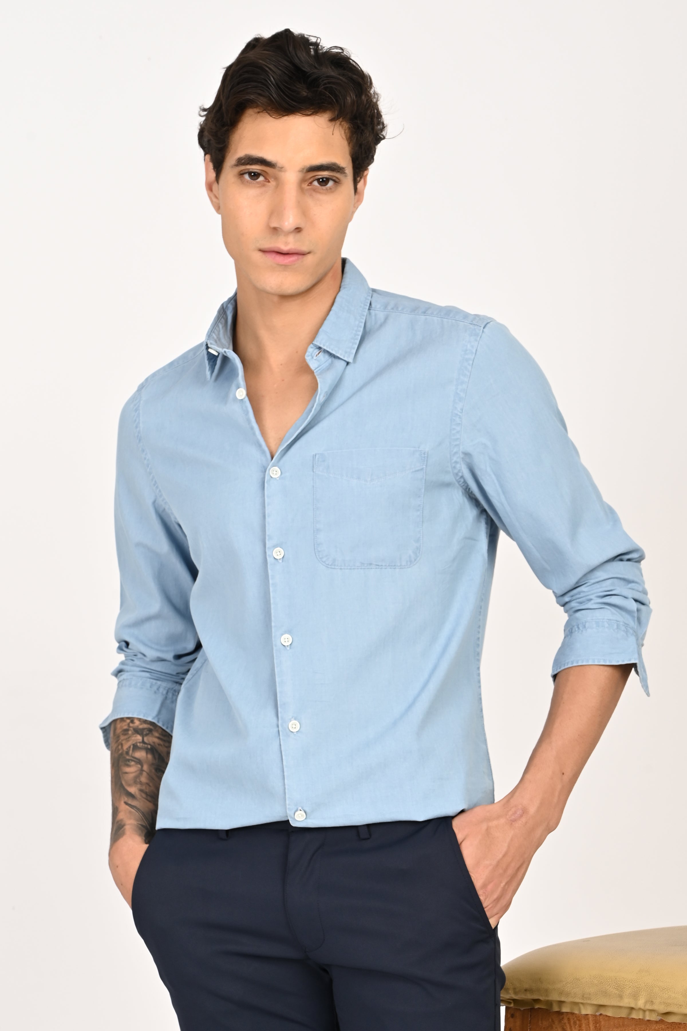 Men Light Denim Shirt