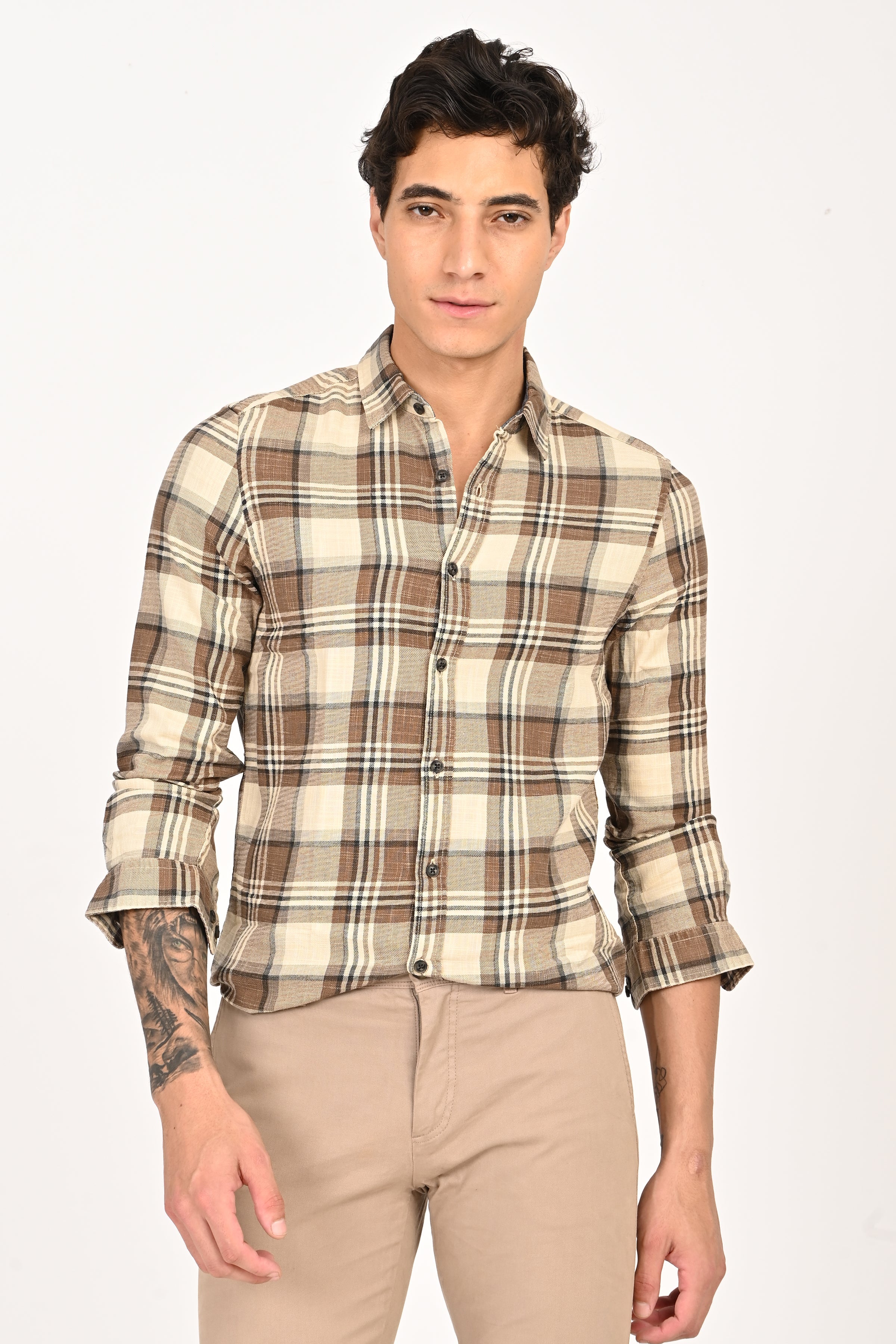 Men Cynthia Slub Check Shirt