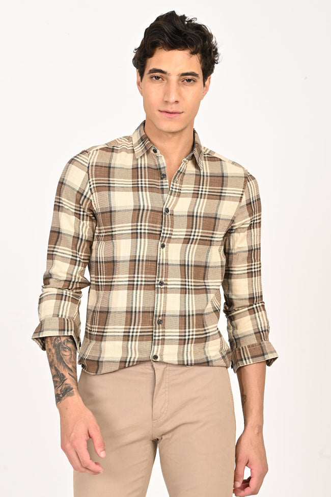 Men Cynthia Slub Check Shirt