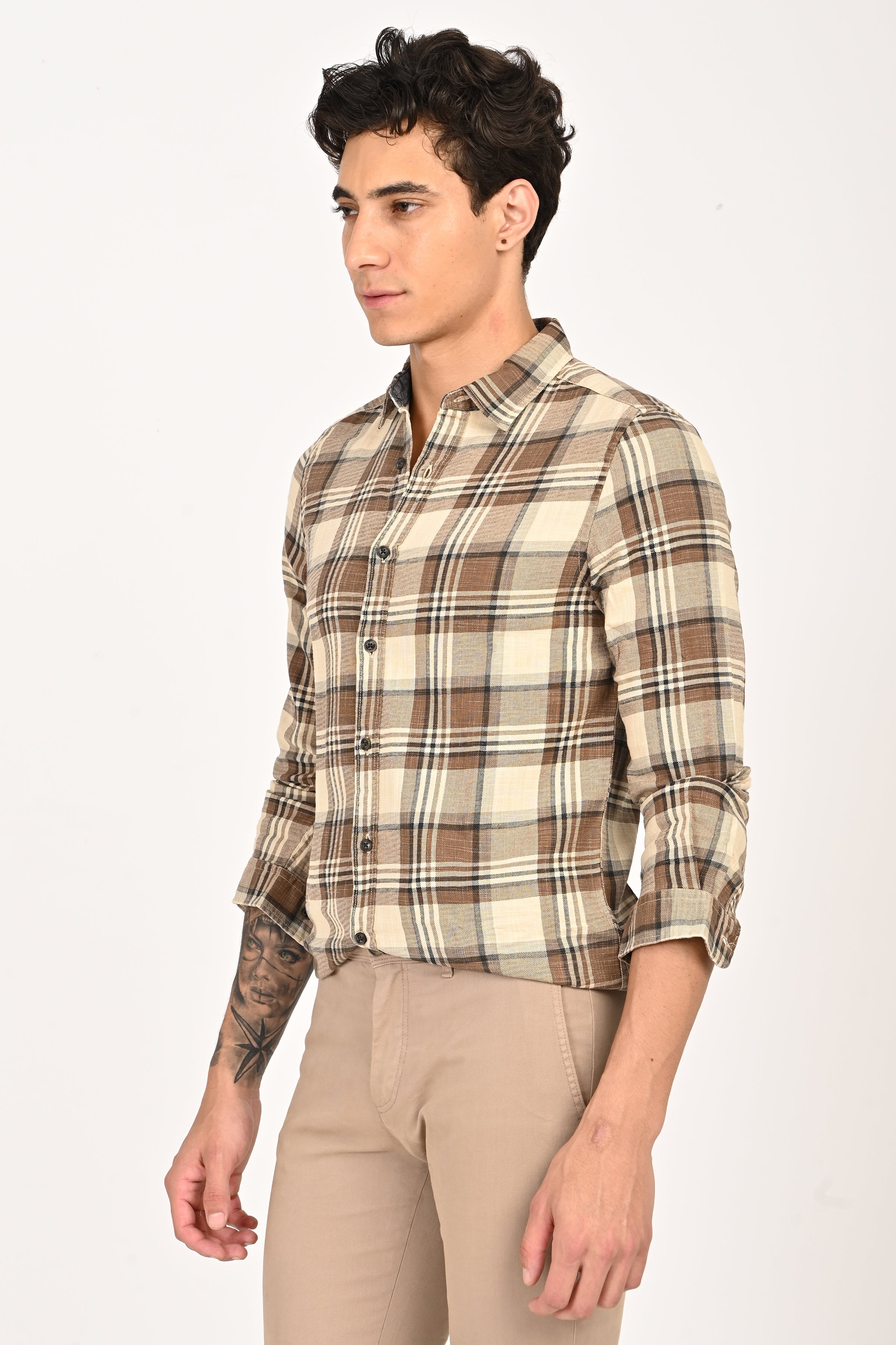 Men Cynthia Slub Check Shirt
