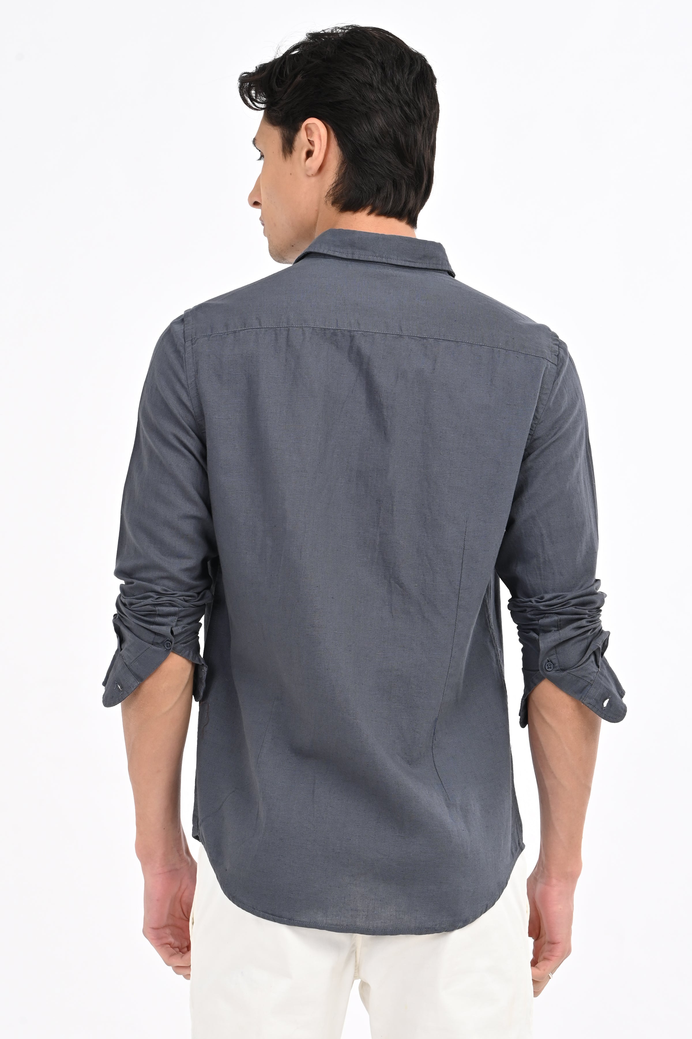 Men Cotton Linen Solid Shirt