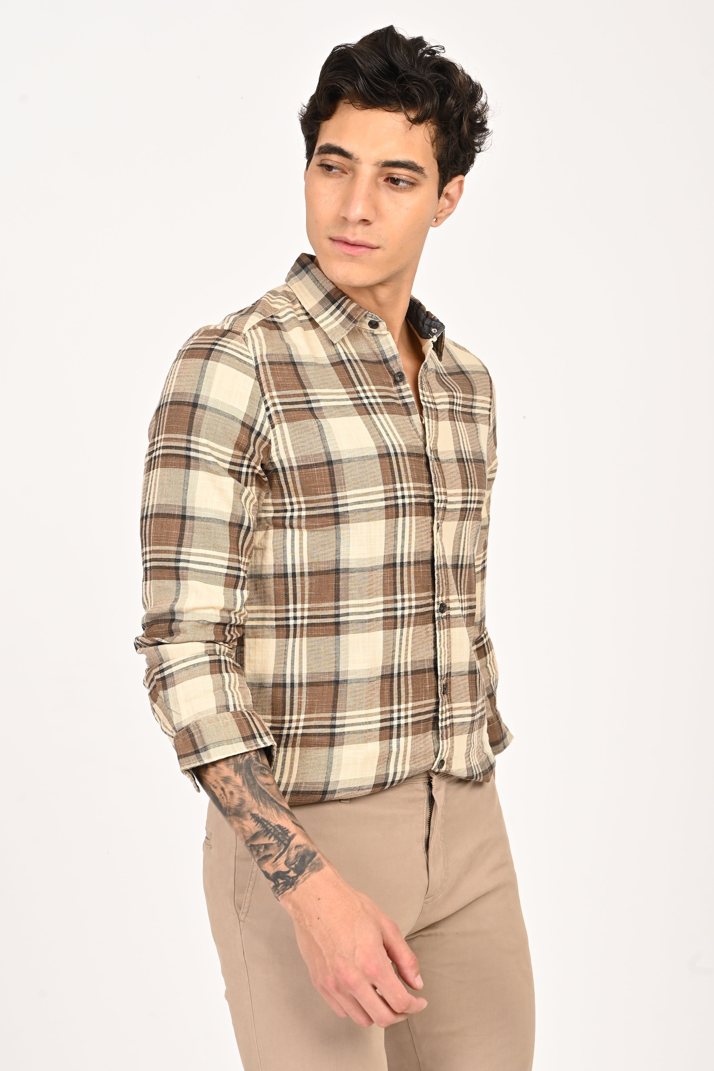 Men Cynthia Slub Check Shirt