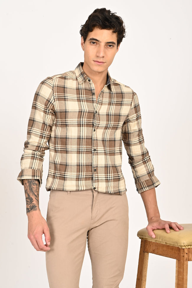 Men Cynthia Slub Check Shirt